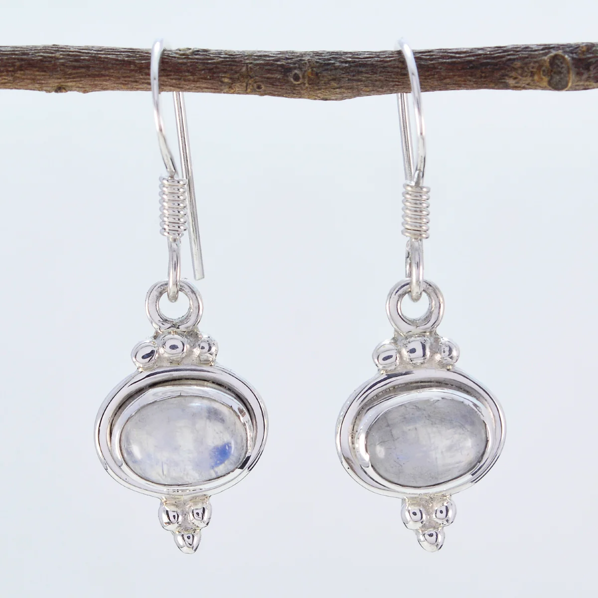 Rainbow Moonstone American Ana multiple Dangle White Silver Earring - Image 2