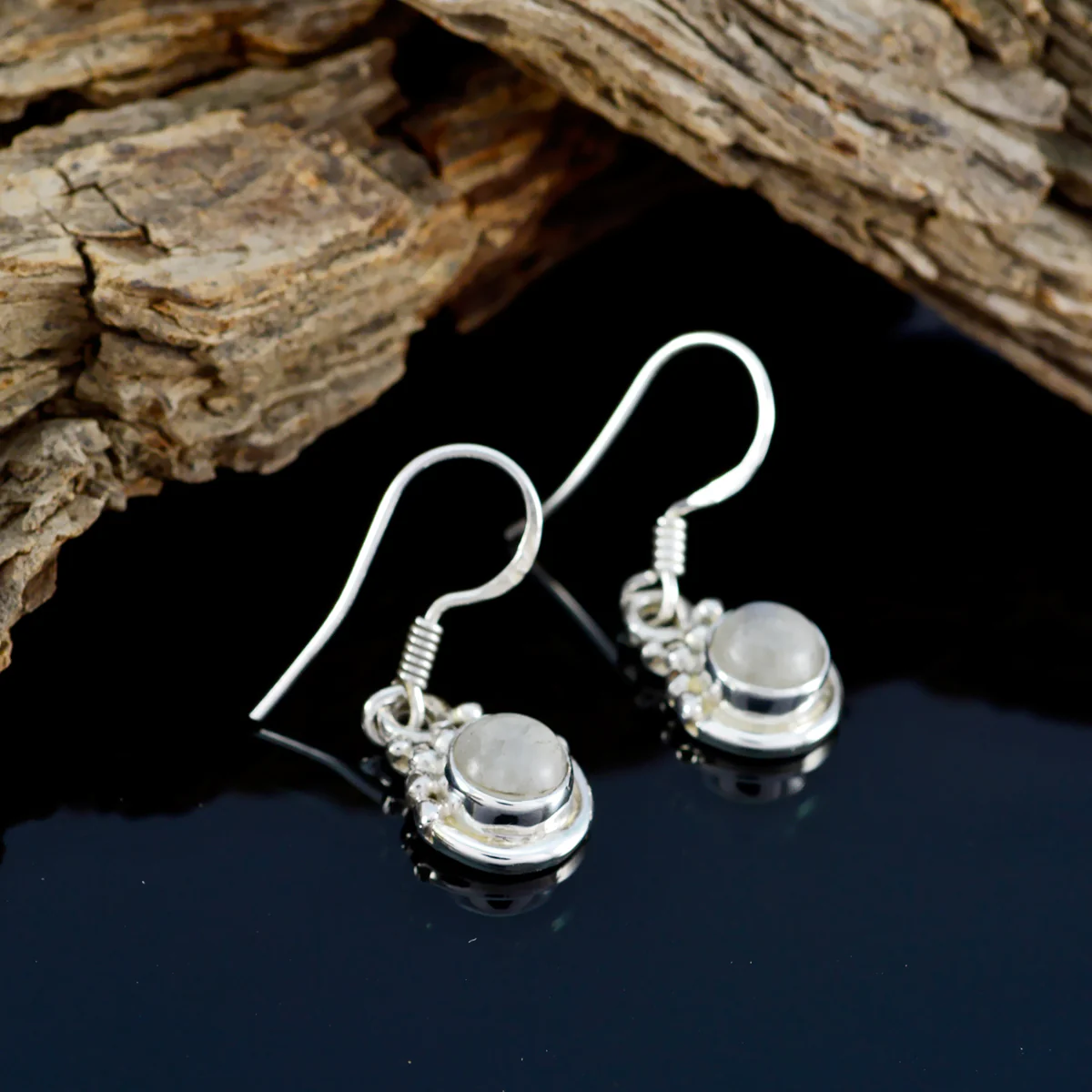Rainbow Moonstone American Florencia multiple Dangle White 925 Silver Earring - Image 3