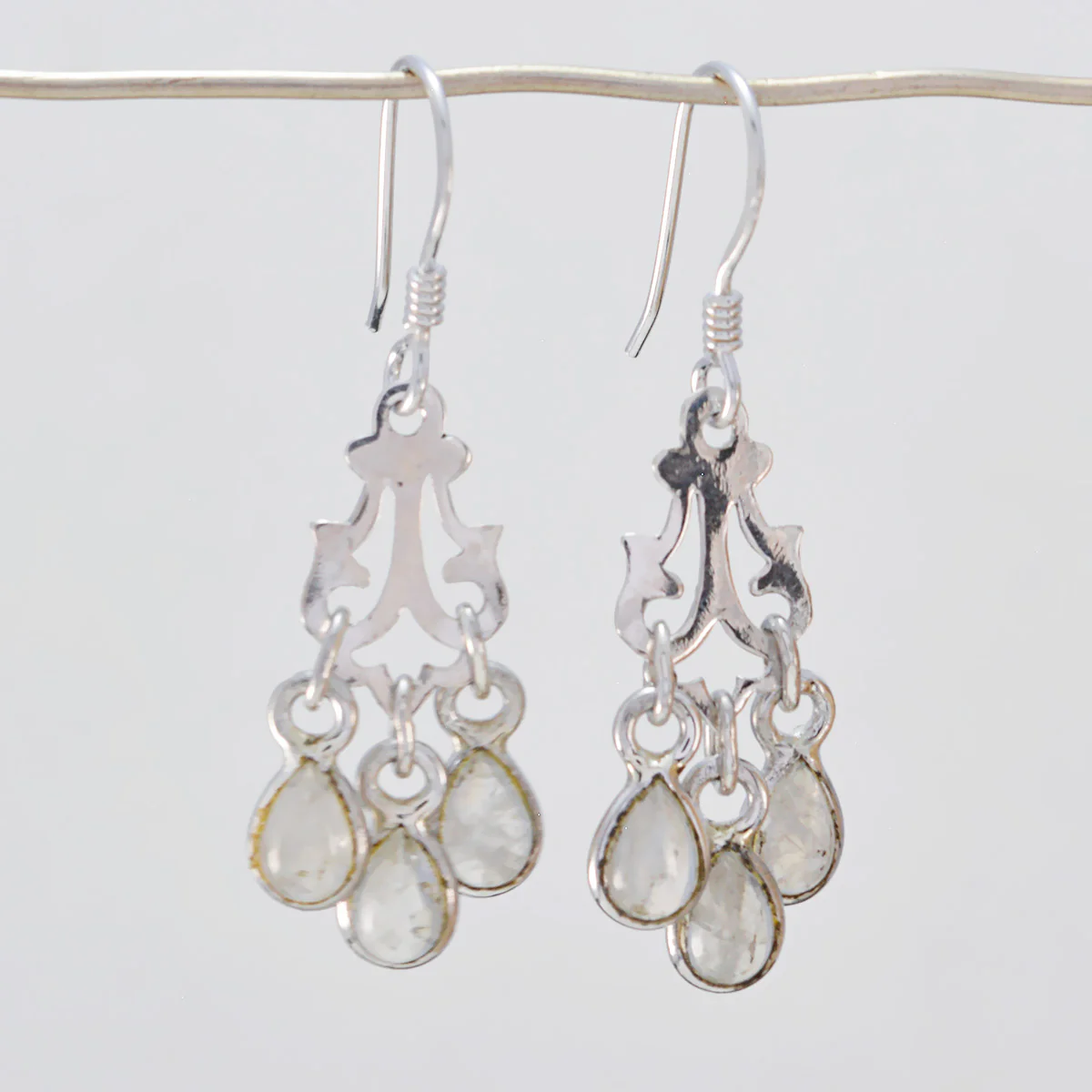 Rainbow Moonstone Australian Hina multiple Dangle White 925 Sterling Silver Earring - Image 3
