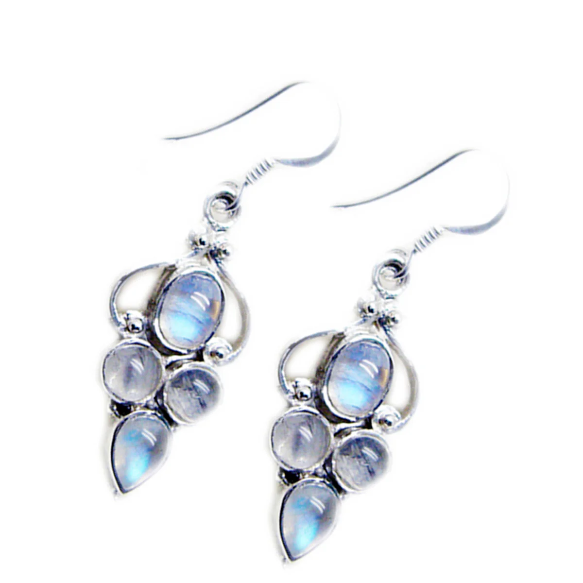 Rainbow Moonstone Australian Wen multiple Dangle White 92.5 Silver Earring - Image 2