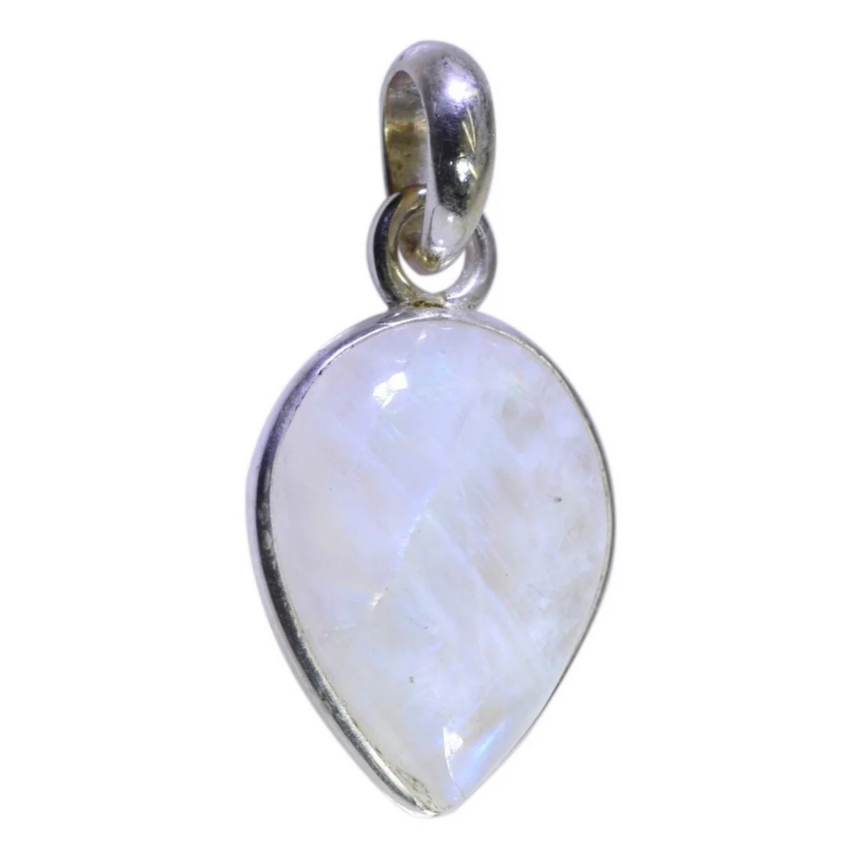 Rainbow Moonstone Delicate Russian Sterling Silver Solitaire Milagros Eternity White Pendant Jewellery - Image 2