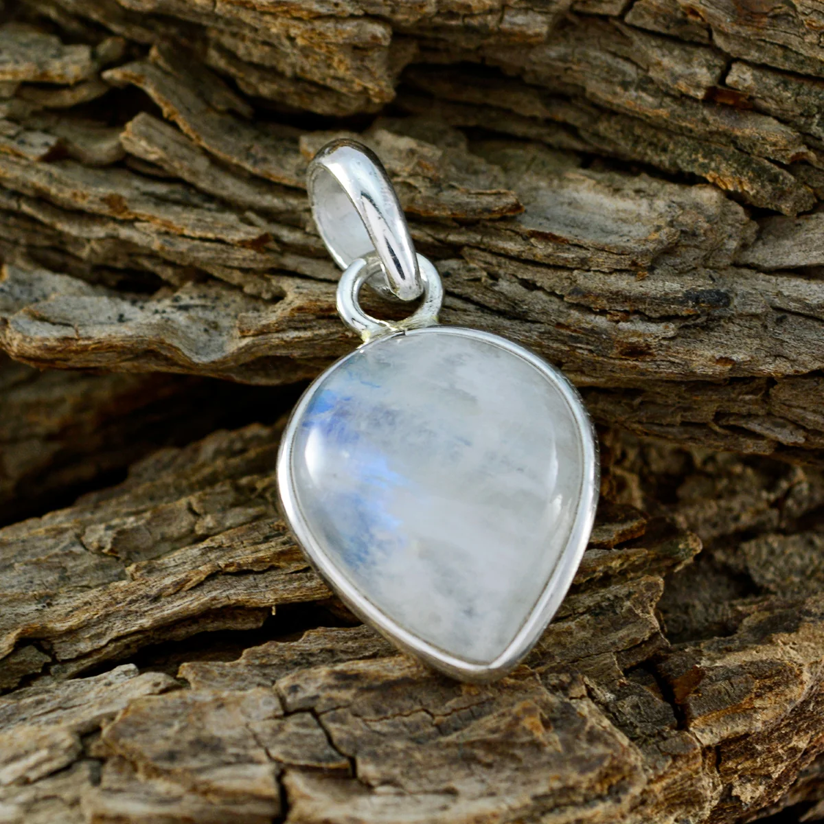 Rainbow Moonstone Delicate Russian Sterling Silver Solitaire Milagros Eternity White Pendant Jewellery - Image 4