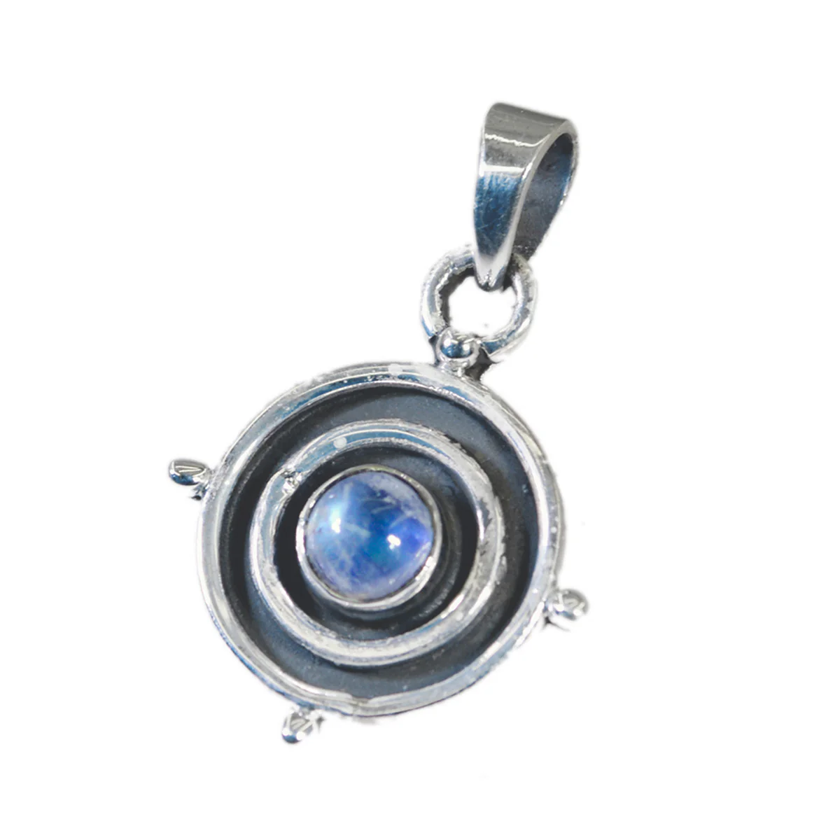 Rainbow Moonstone Featherlight Latin American 92.5 Silver Solitaire Carolina Rope-Wire White Pendant Jewellery - Image 3