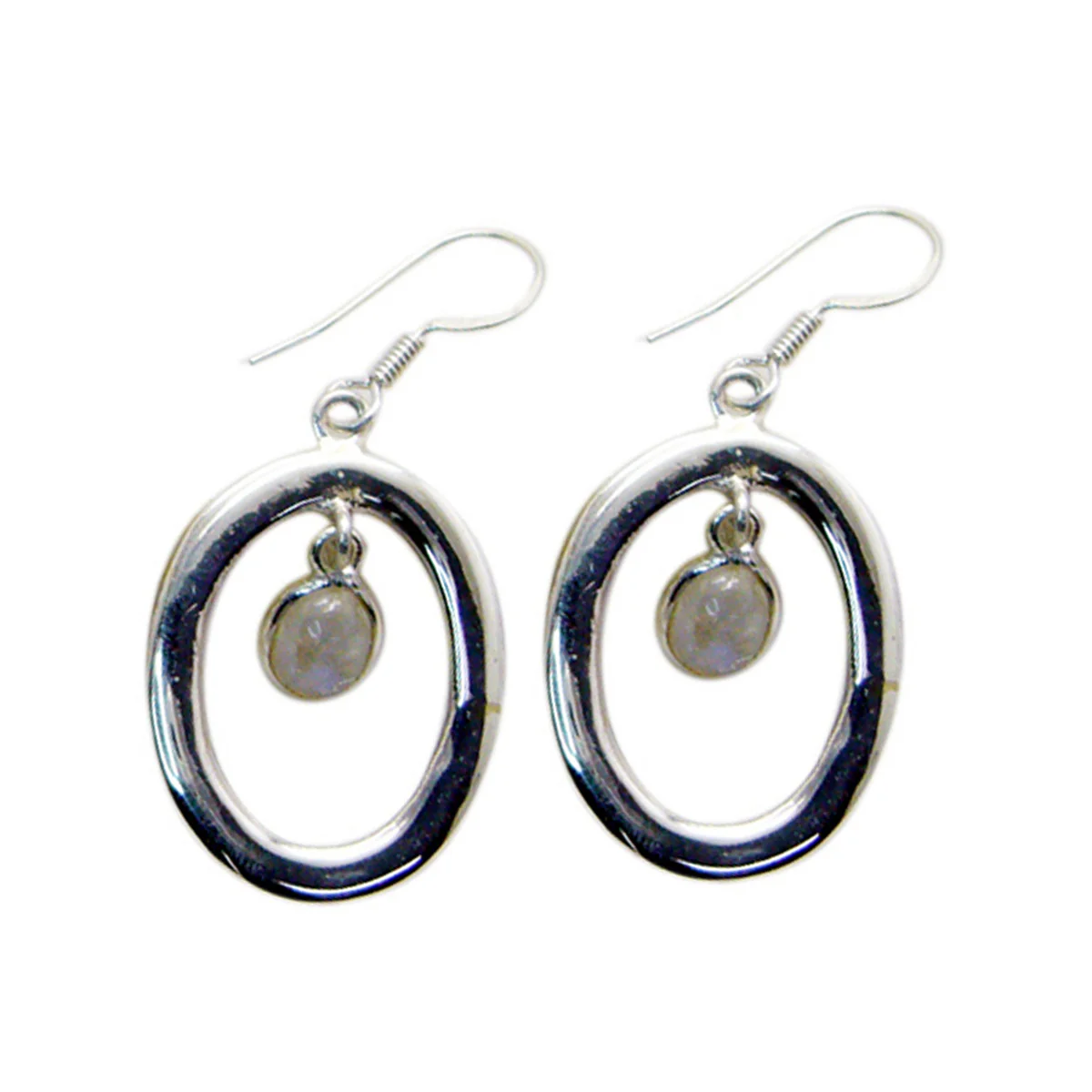Rainbow Moonstone French Clara multiple Dangle White Silver Earring