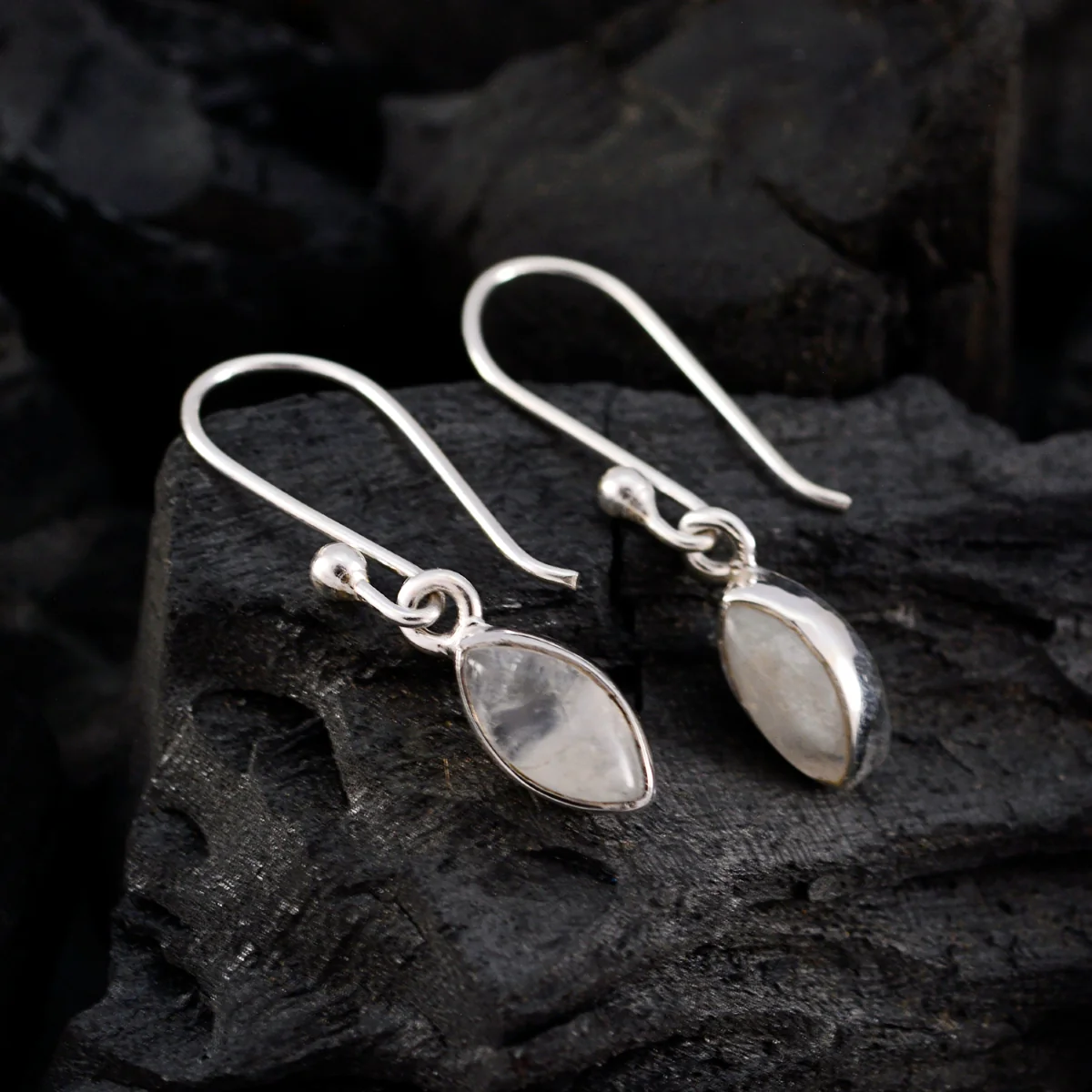 Rainbow Moonstone Italian Valentina multiple Dangle White Silver Earring - Image 3