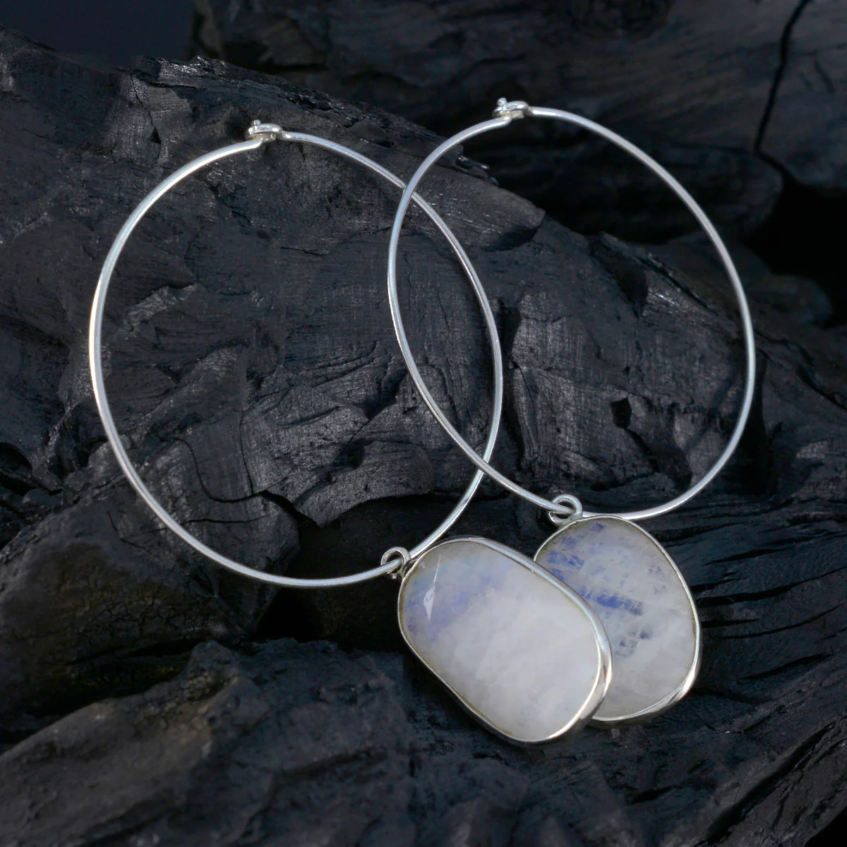 Rainbow Moonstone Middle Eastern Paula multiple Dangle White 925 Sterling Silver Earring - Image 4