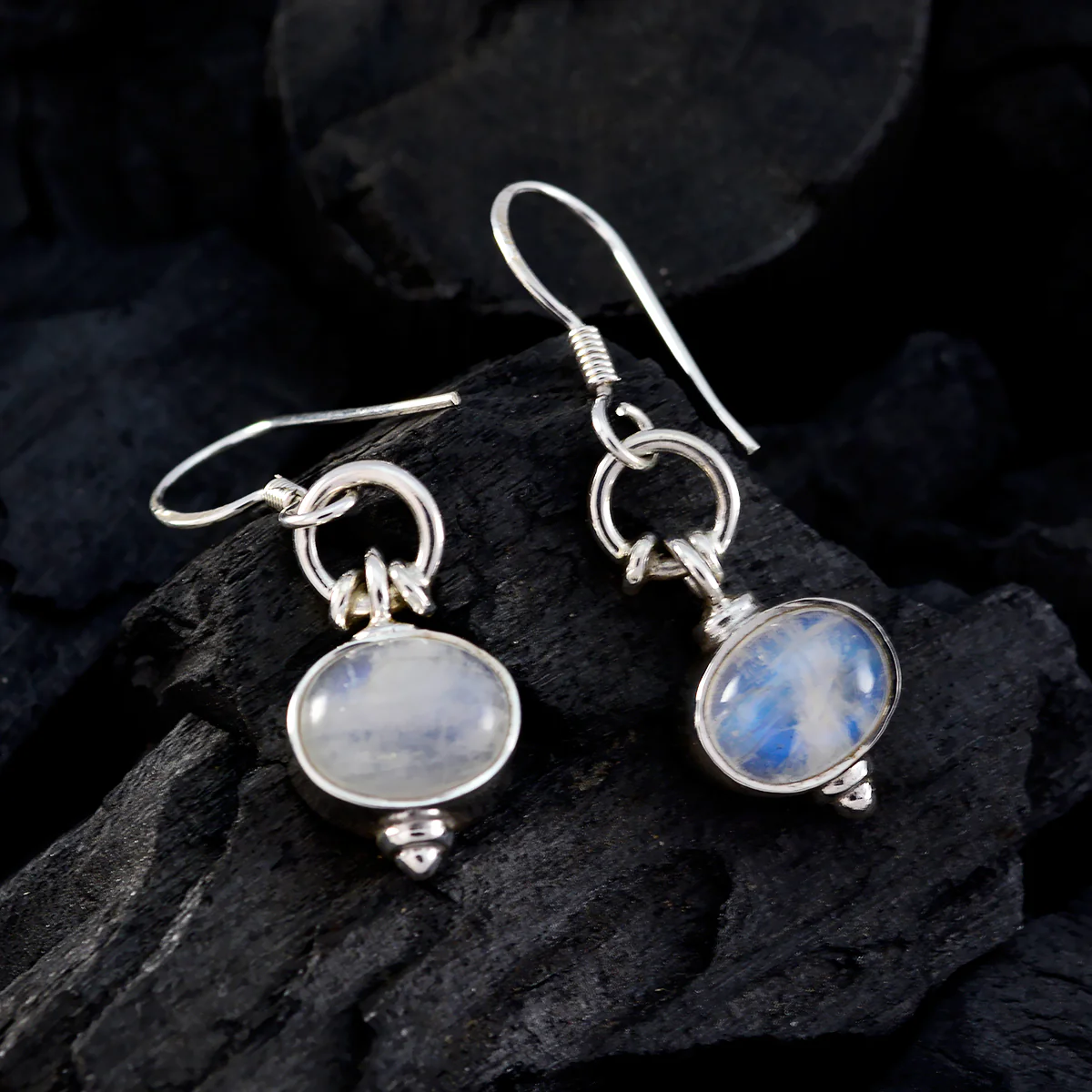 Rainbow Moonstone Moroccan Elena multiple Dangle White 925 Sterling Silver Earring - Image 2