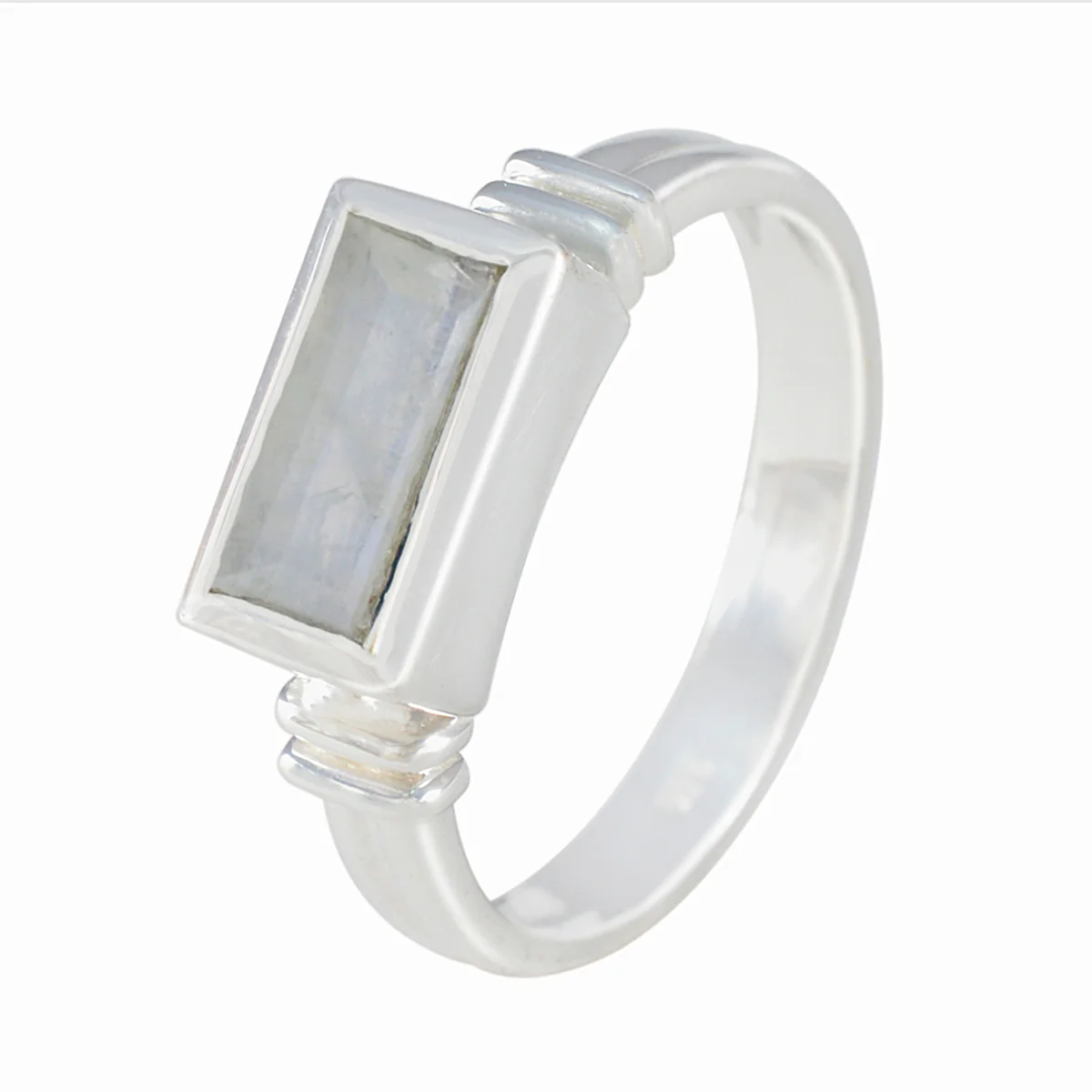 Rainbow Moonstone Solitaire African 925 Silver White Gemstones Minimal Fairytale Ring Jewellery - Image 2