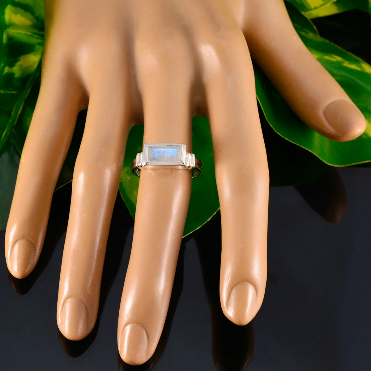 Rainbow Moonstone Solitaire African 925 Silver White Gemstones Minimal Fairytale Ring Jewellery - Image 5