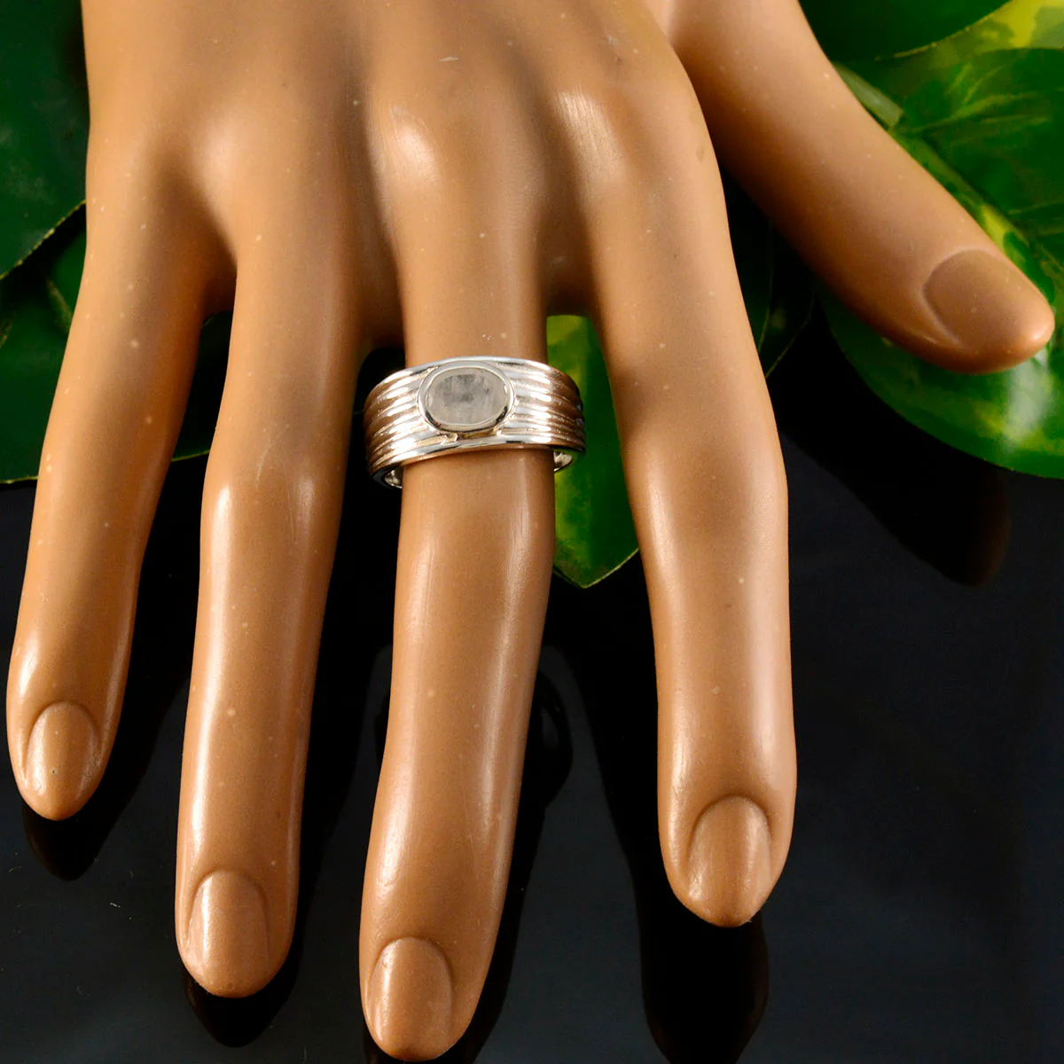 Rainbow Moonstone Solitaire African 925 Sterling Silver White Gemstone Eye-catching Engagement Ring Jewelry - Image 5