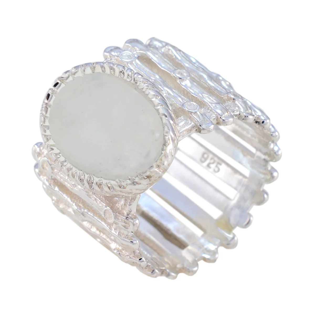 Rainbow Moonstone Solitaire African Sterling Silver White Gems Edgy Armor Band Jewellery - Image 2