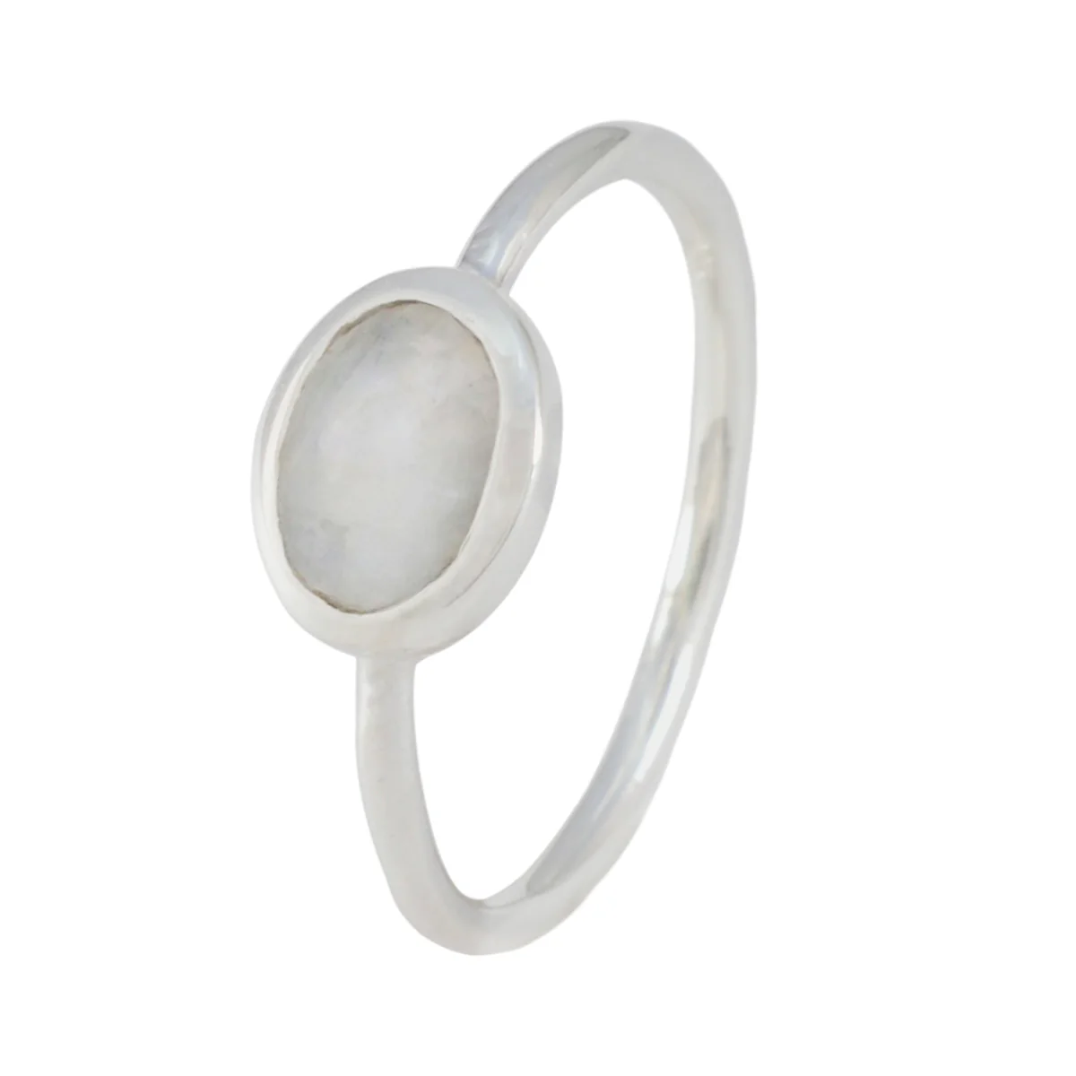 Rainbow Moonstone Solitaire American 925 Silver White Gems Elegant Feminine Ring Jewellery - Image 2