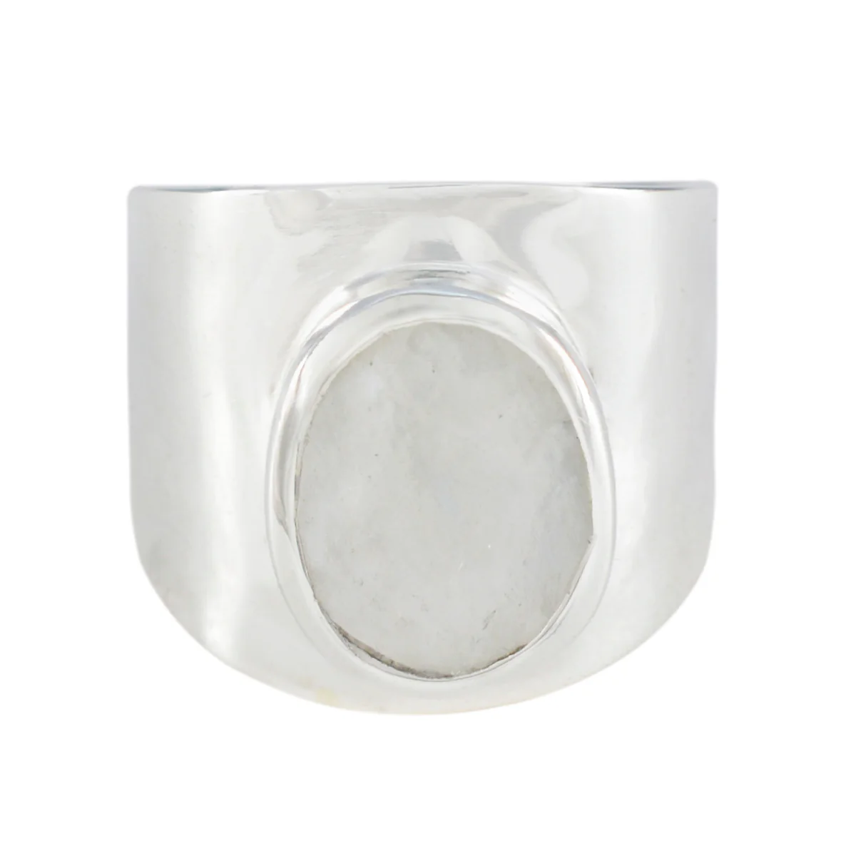 Rainbow Moonstone Solitaire Egyptian Silver White Gemstones Versatile Armor Ring Jewellery