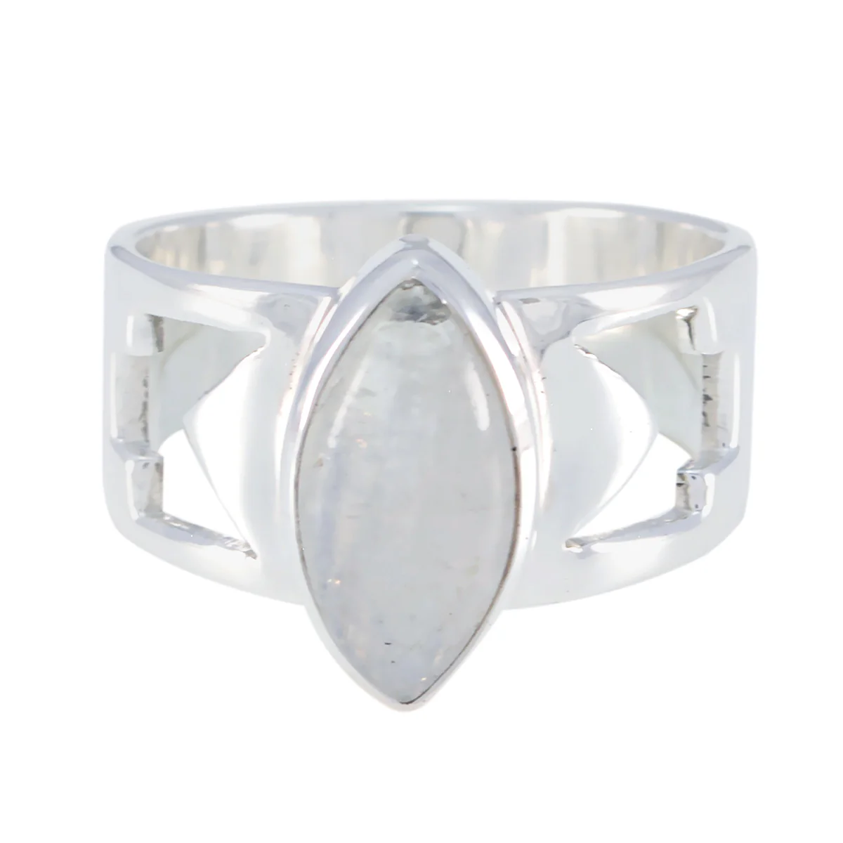 Rainbow Moonstone Solitaire German 92.5 Silver White Gemstones Essential Art Deco Ring Jewelry - Image 2