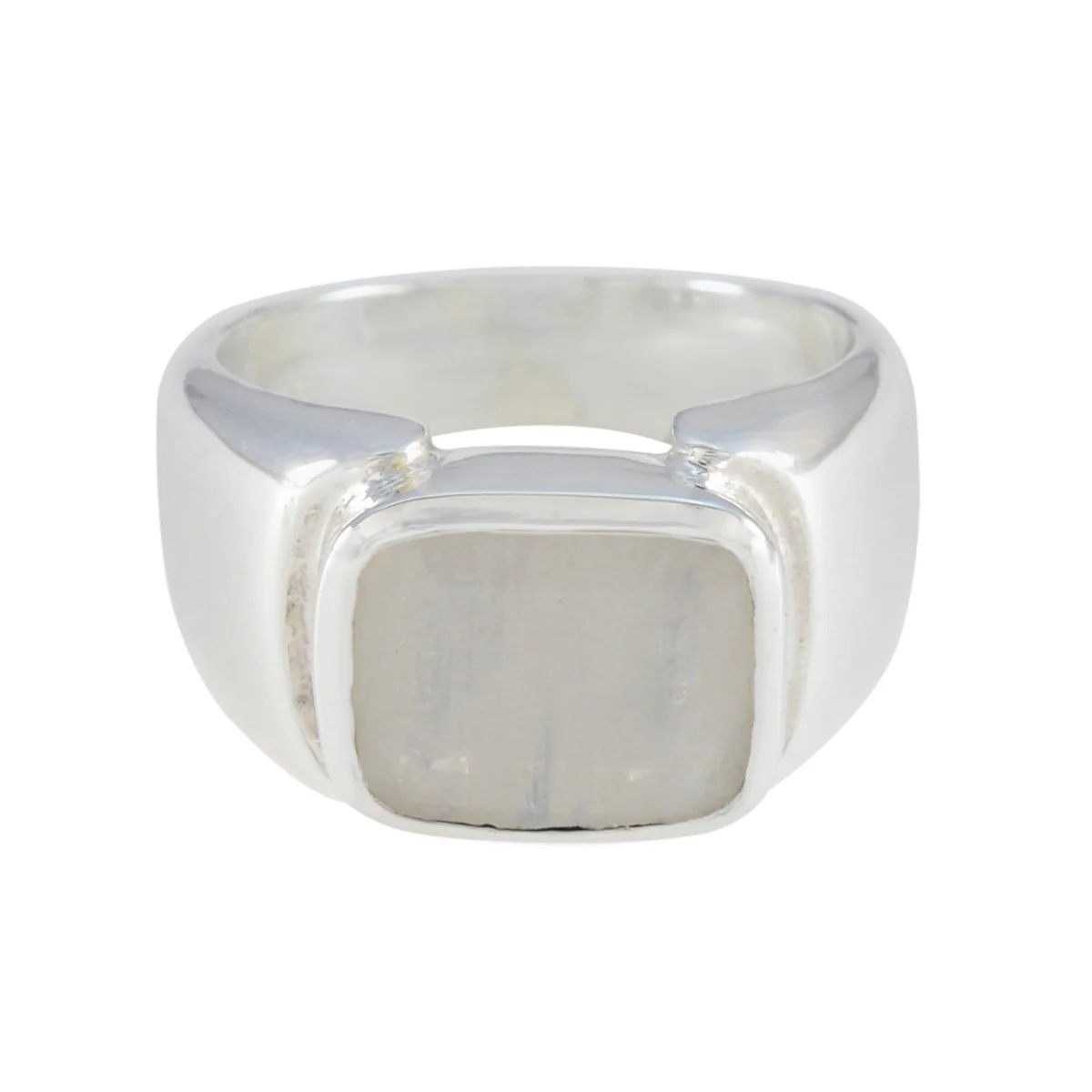 Rainbow Moonstone Solitaire German 925 Silver White Gemstone Essential Abstract Ring Jewelry