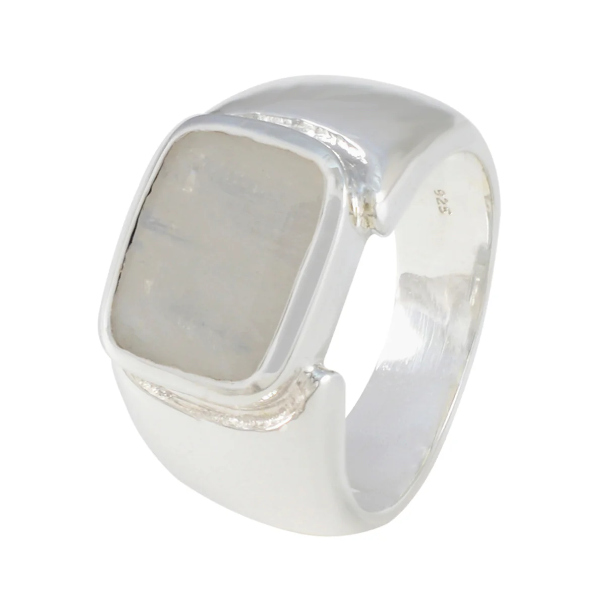 Rainbow Moonstone Solitaire German 925 Silver White Gemstone Essential Abstract Ring Jewelry - Image 2
