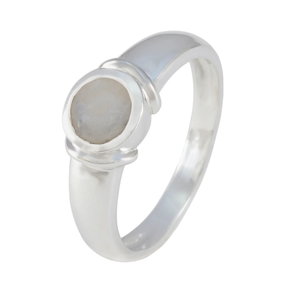 Rainbow Moonstone Solitaire German Silver White Gemstones Featherlight Romantic Ring Jewelry - Image 2