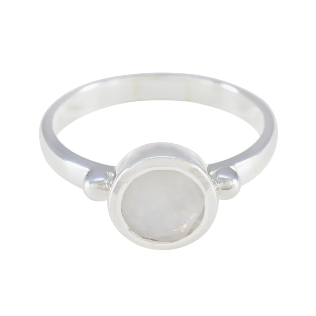 Rainbow Moonstone Solitaire Indian 92.5 Silver White Gemstone Slim Contemporary Ring Jewelry
