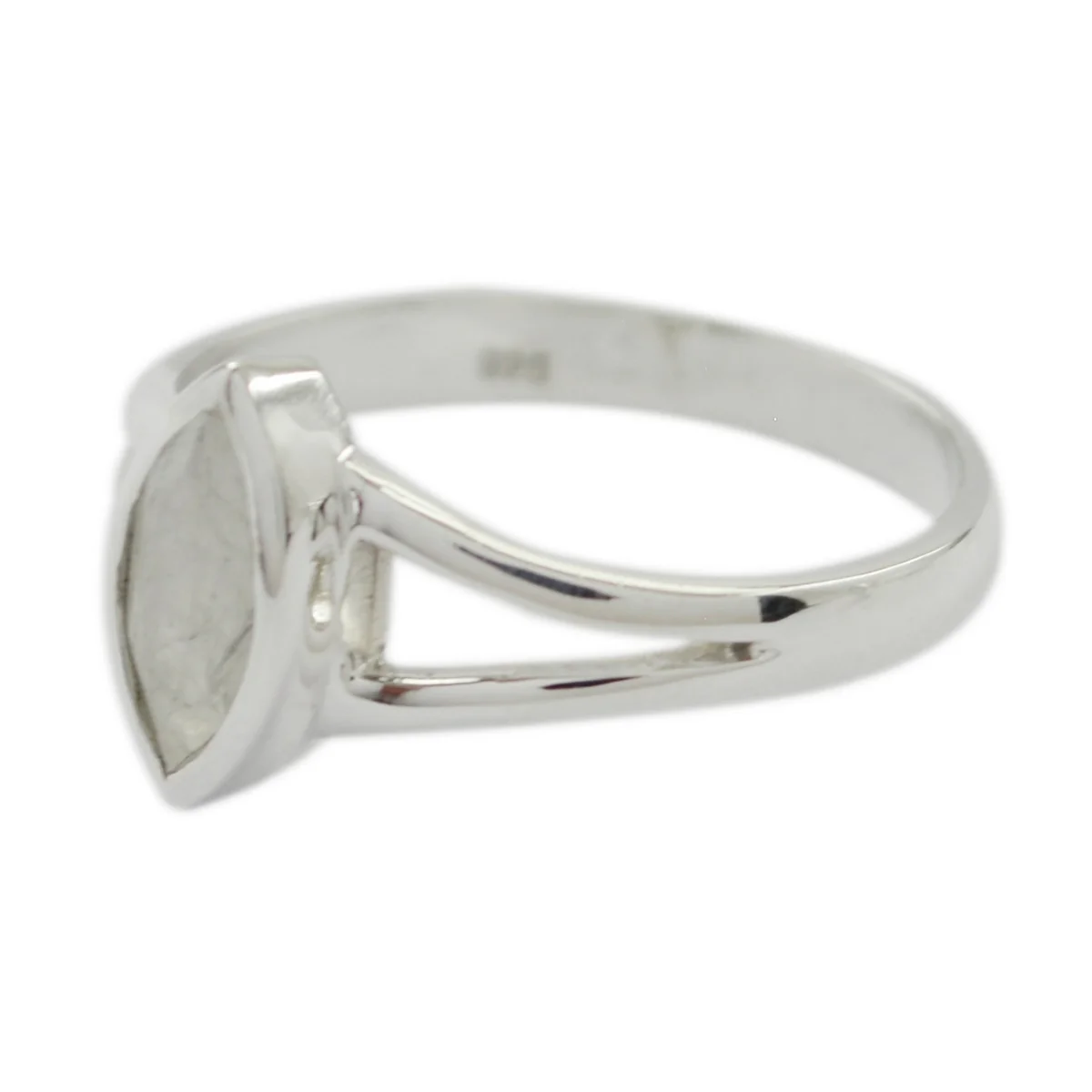 Rainbow Moonstone Solitaire Japanese Sterling Silver White Gemstones Dainty Geometric Ring Jewelry - Image 2