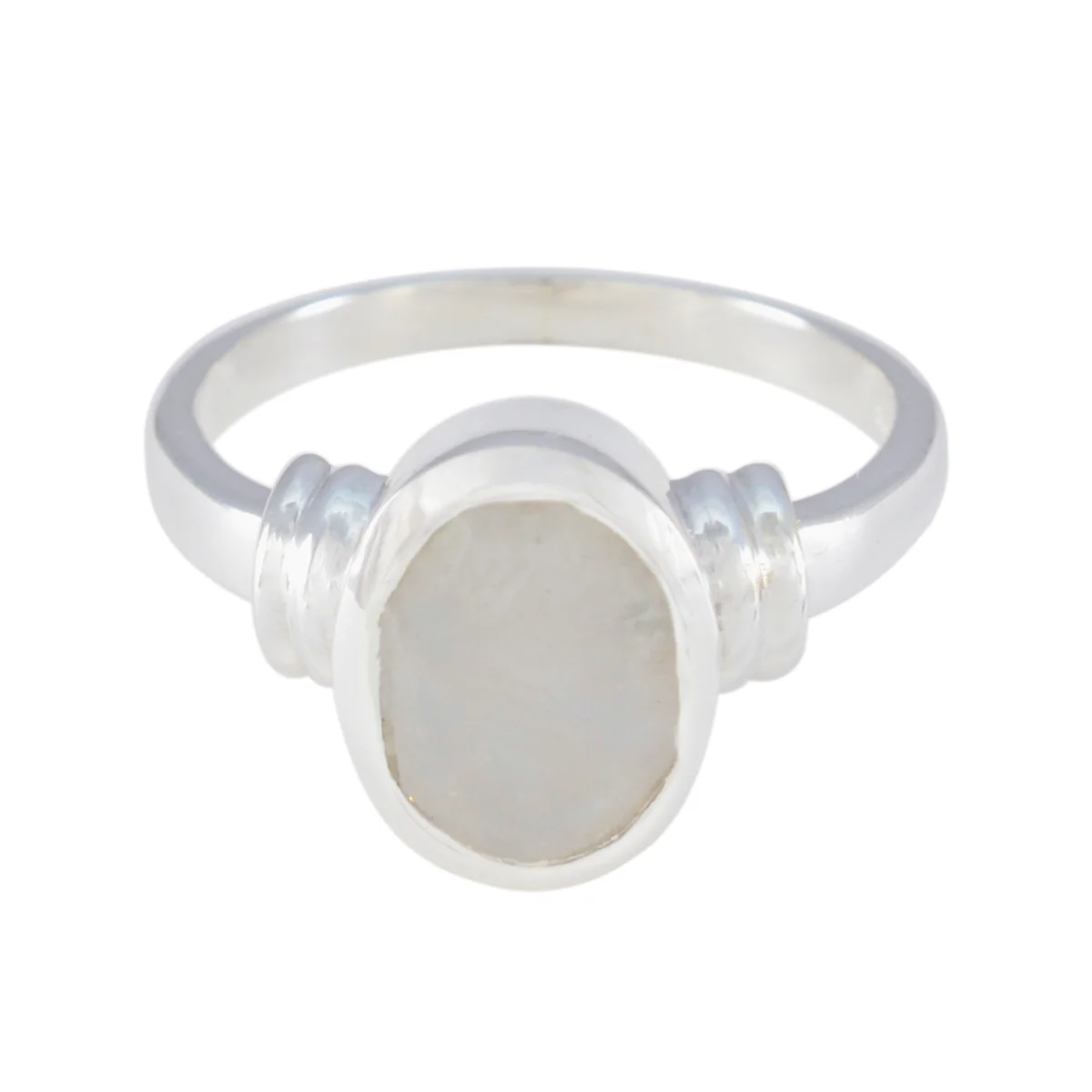 Rainbow Moonstone Solitaire Moroccan 925 Sterling Silver White Gems Mid-weight Glamorous Ring Jewellery