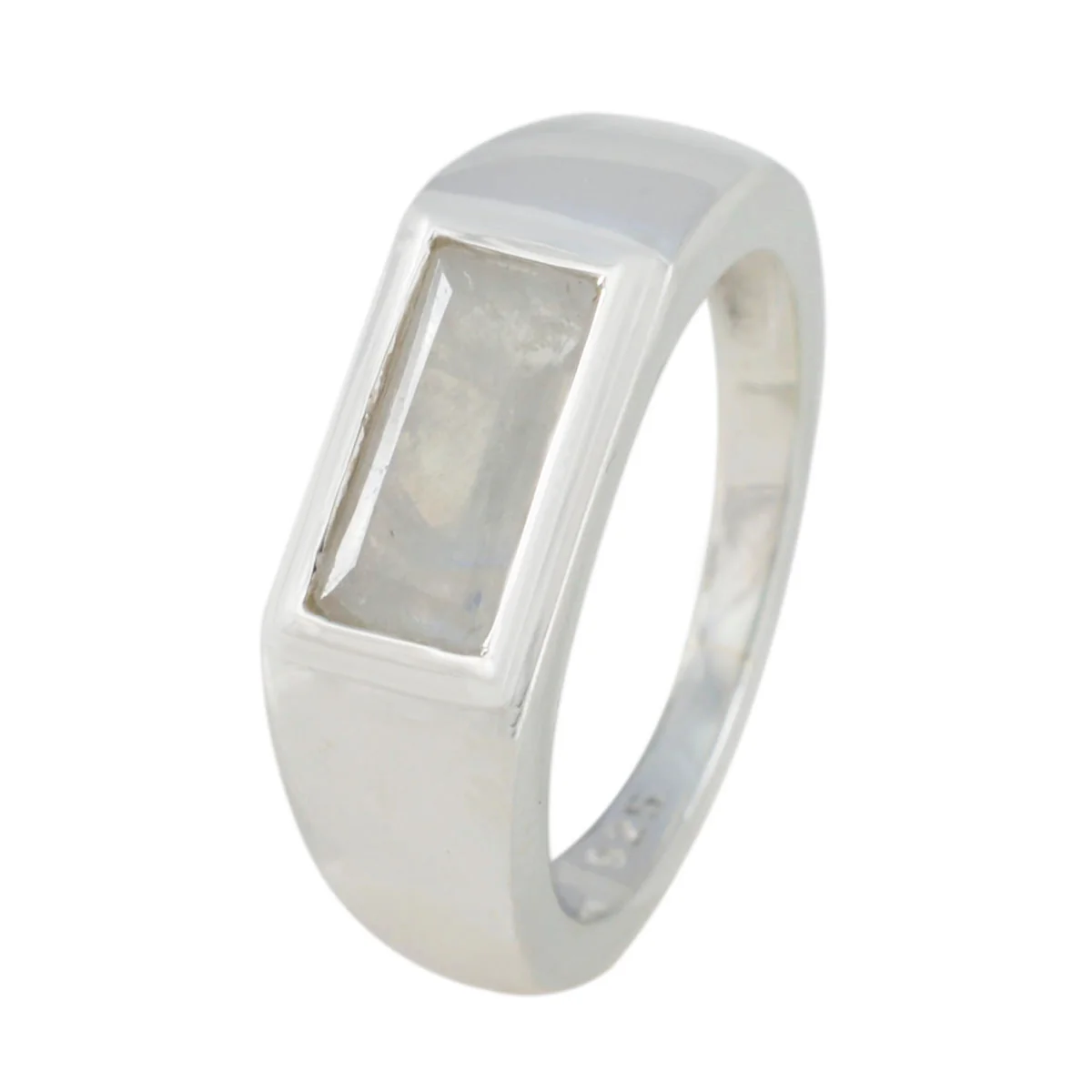 Rainbow Moonstone Solitaire Russian 925 Silver White Gems Tiny Love Ring Jewelry - Image 2