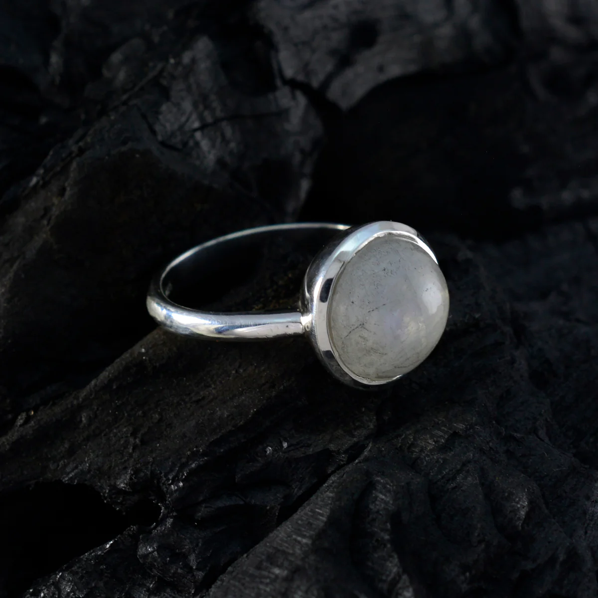 Rainbow Moonstone Solitaire Russian Sterling Silver White Gemstone Tiny Romantic Ring Jewellery - Image 4