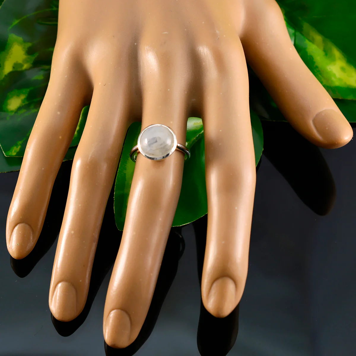 Rainbow Moonstone Solitaire Russian Sterling Silver White Gemstone Tiny Romantic Ring Jewellery - Image 5