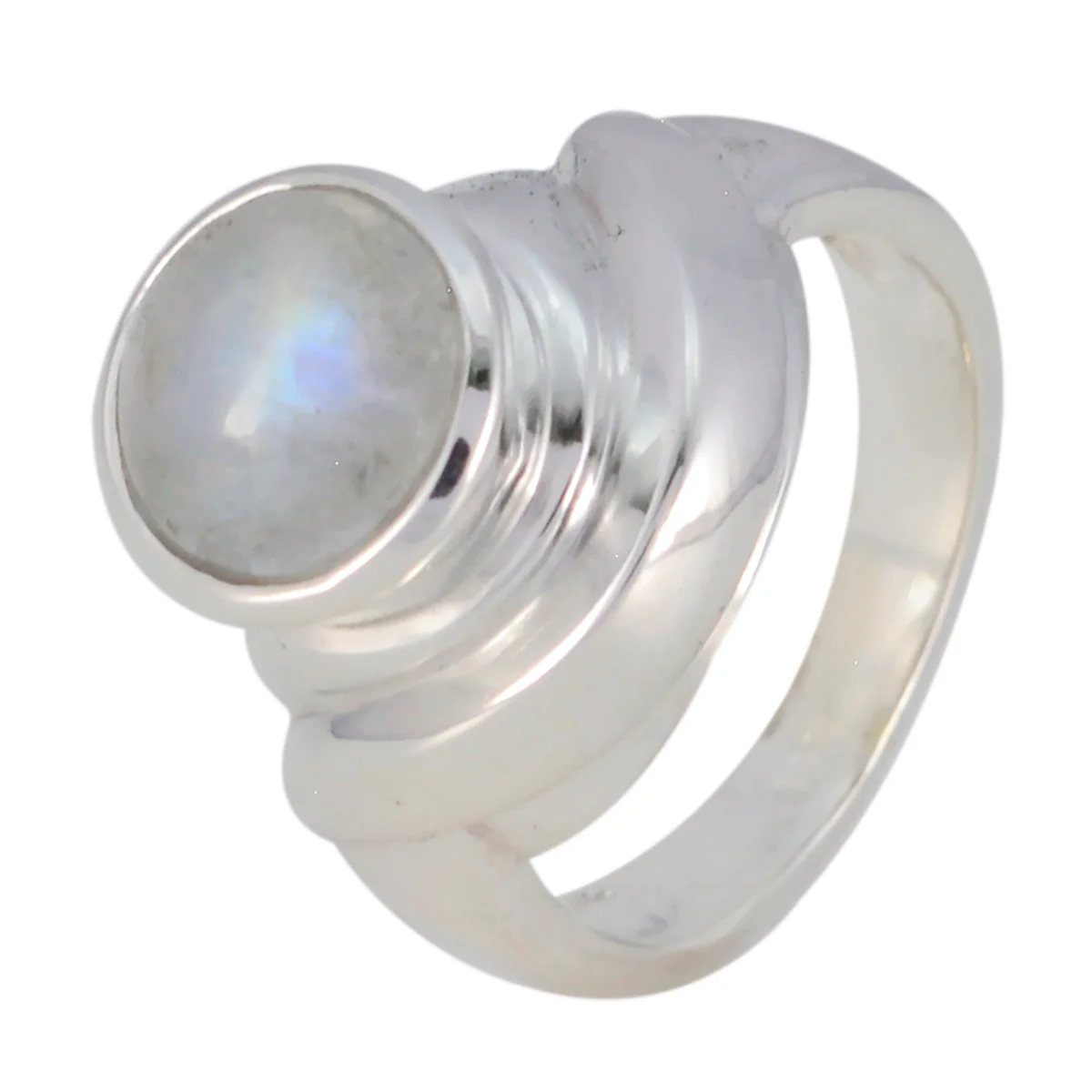 Rainbow Moonstone Solitaire Russian Sterling Silver White Gemstones Mid-weight Glamorous Ring Jewellery - Image 2