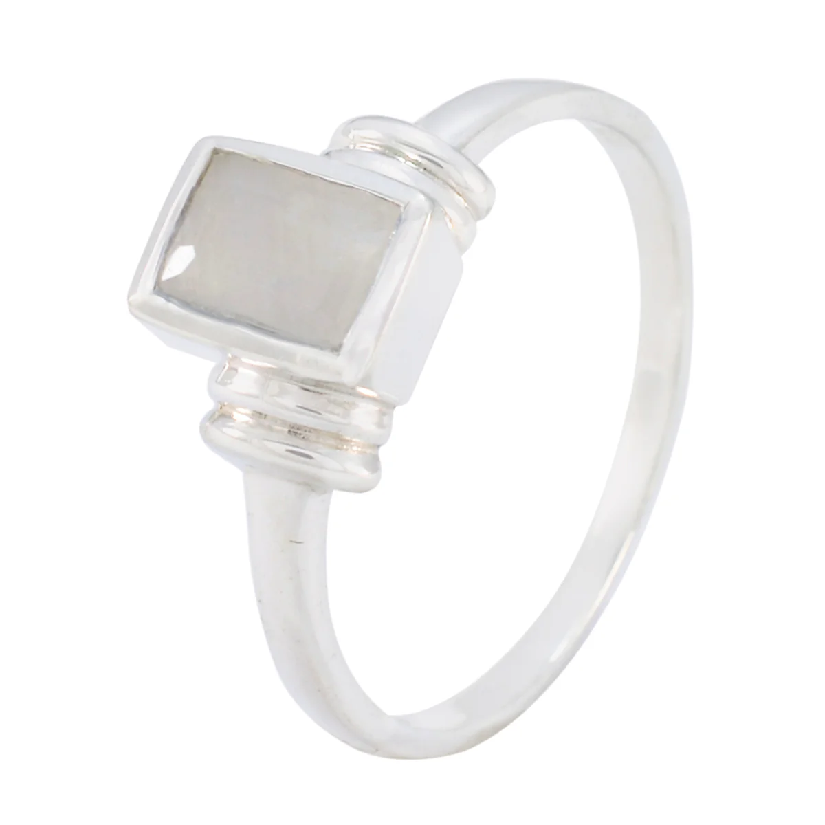 Rainbow Moonstone Solitaire Turkish 925 Silver White Gemstone Whisper-thin Sophisticated Ring Jewelry - Image 2