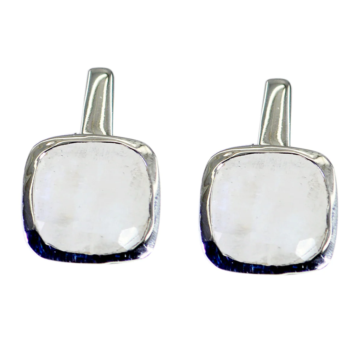 Rainbow Moonstone Spanish Aria Solitaire Stud White Silver Earring - Image 3