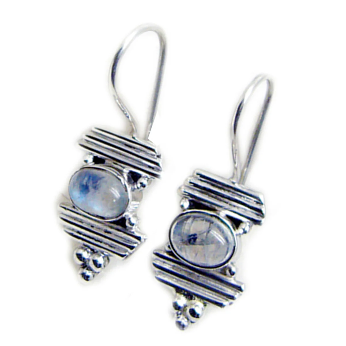 Rainbow Moonstone Spanish Carolina multiple Dangle White 925 Silver Earring - Image 2