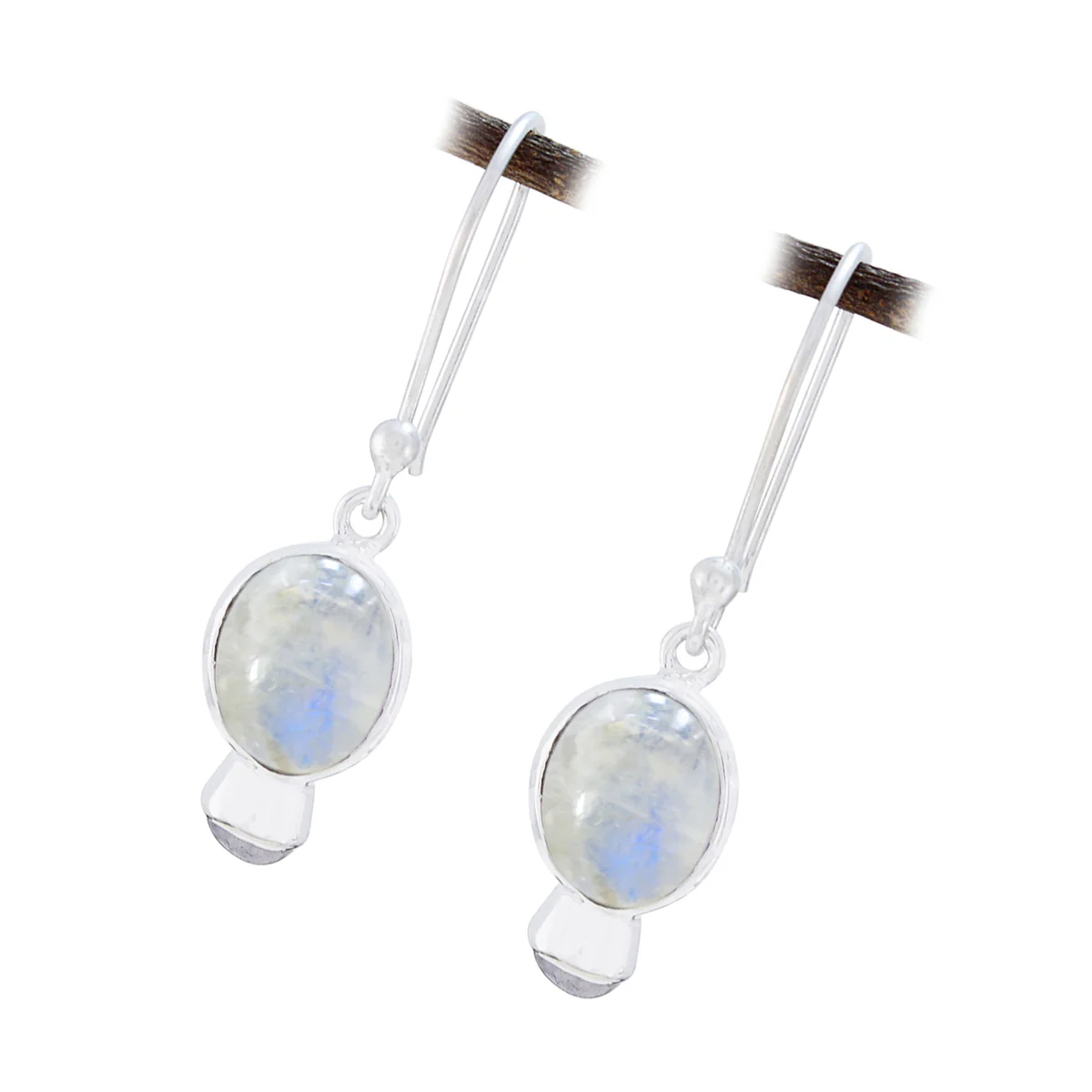 Rainbow Moonstone Spanish Nari multiple Dangle White Sterling Silver Earring - Image 2