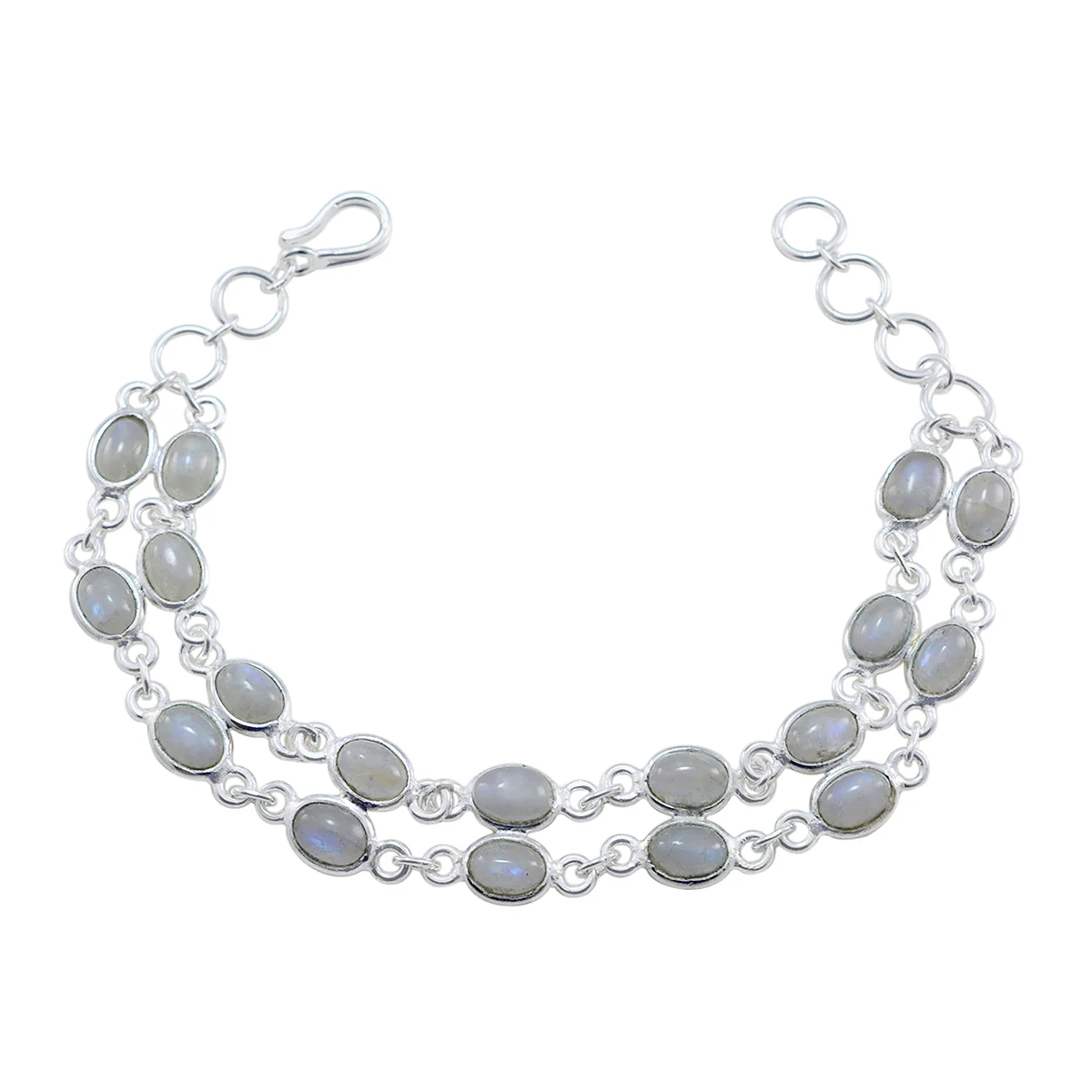 Rainbow Moonstone St. Nicholas’ Day Featherlight White 925 Silver Links Bracelet