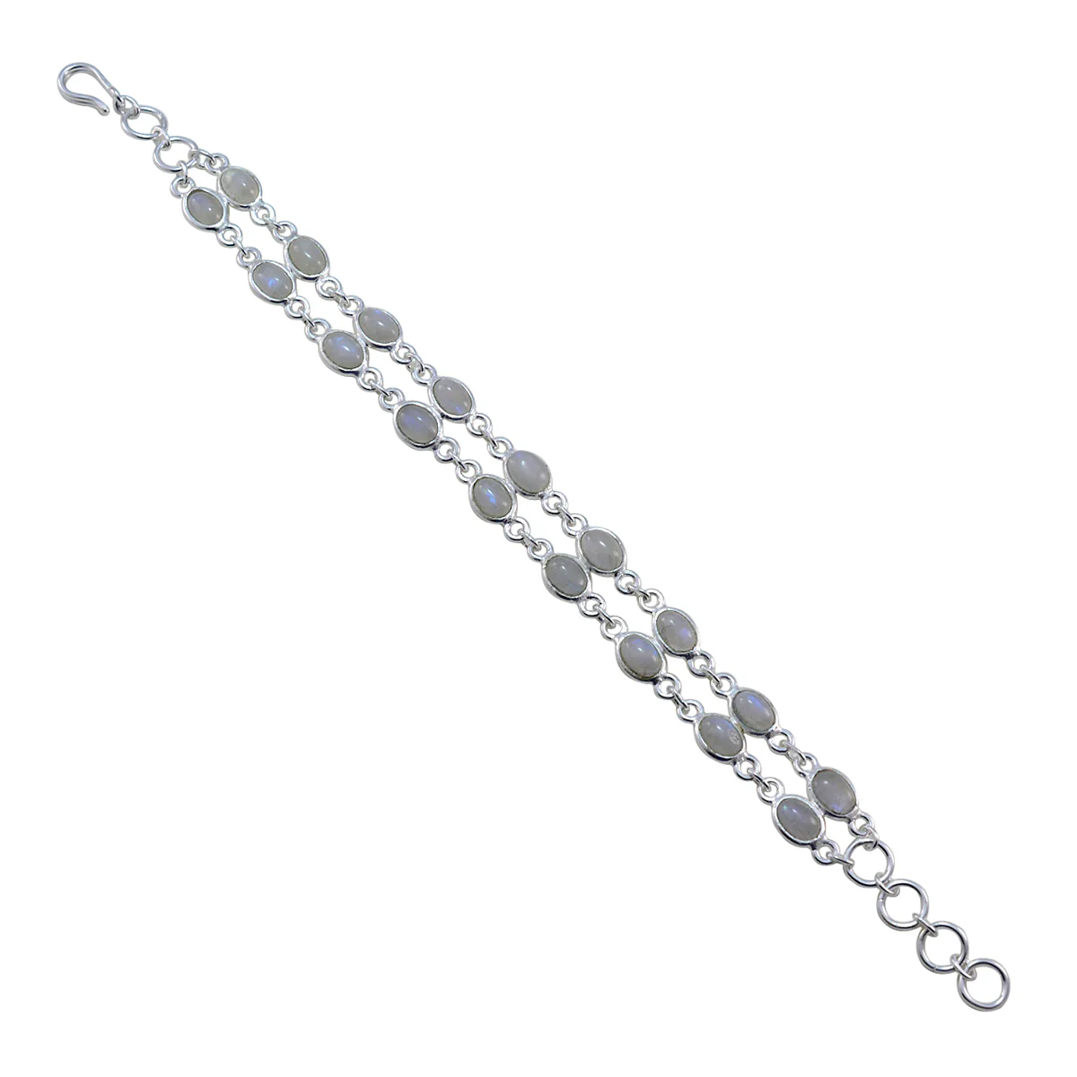 Rainbow Moonstone St. Nicholas’ Day Featherlight White 925 Silver Links Bracelet - Image 2