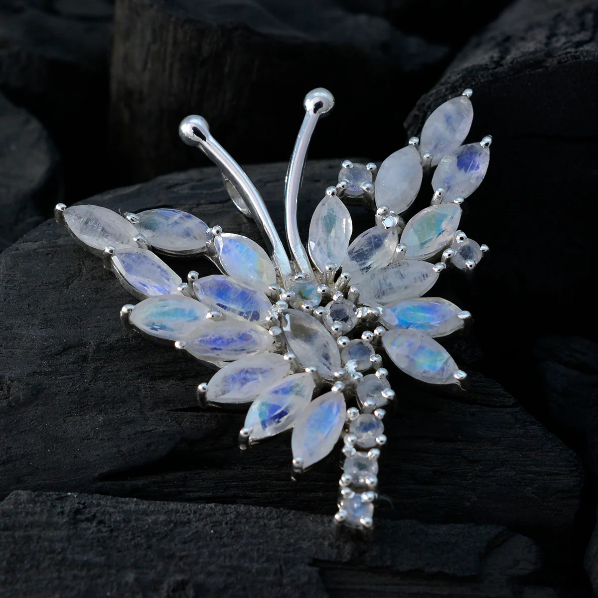 Rainbow Moonstone Statement Egyptian 925 Silver multiple Lili Glamorous White Pendant Jewelry - Image 3