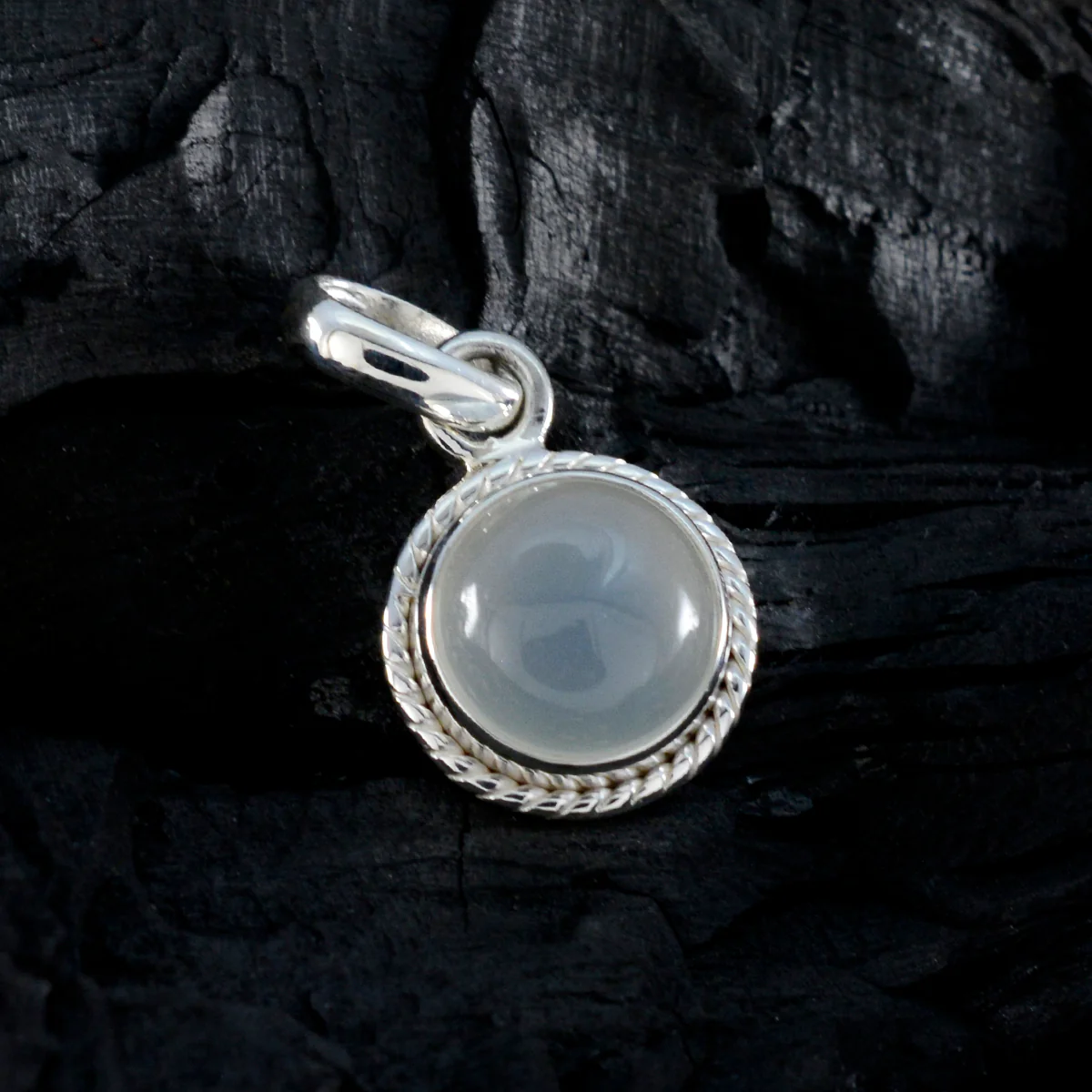 Rainbow Moonstone Whisper-thin Moroccan Silver Solitaire Pilar Rope-Wire White Pendant Jewelry - Image 3