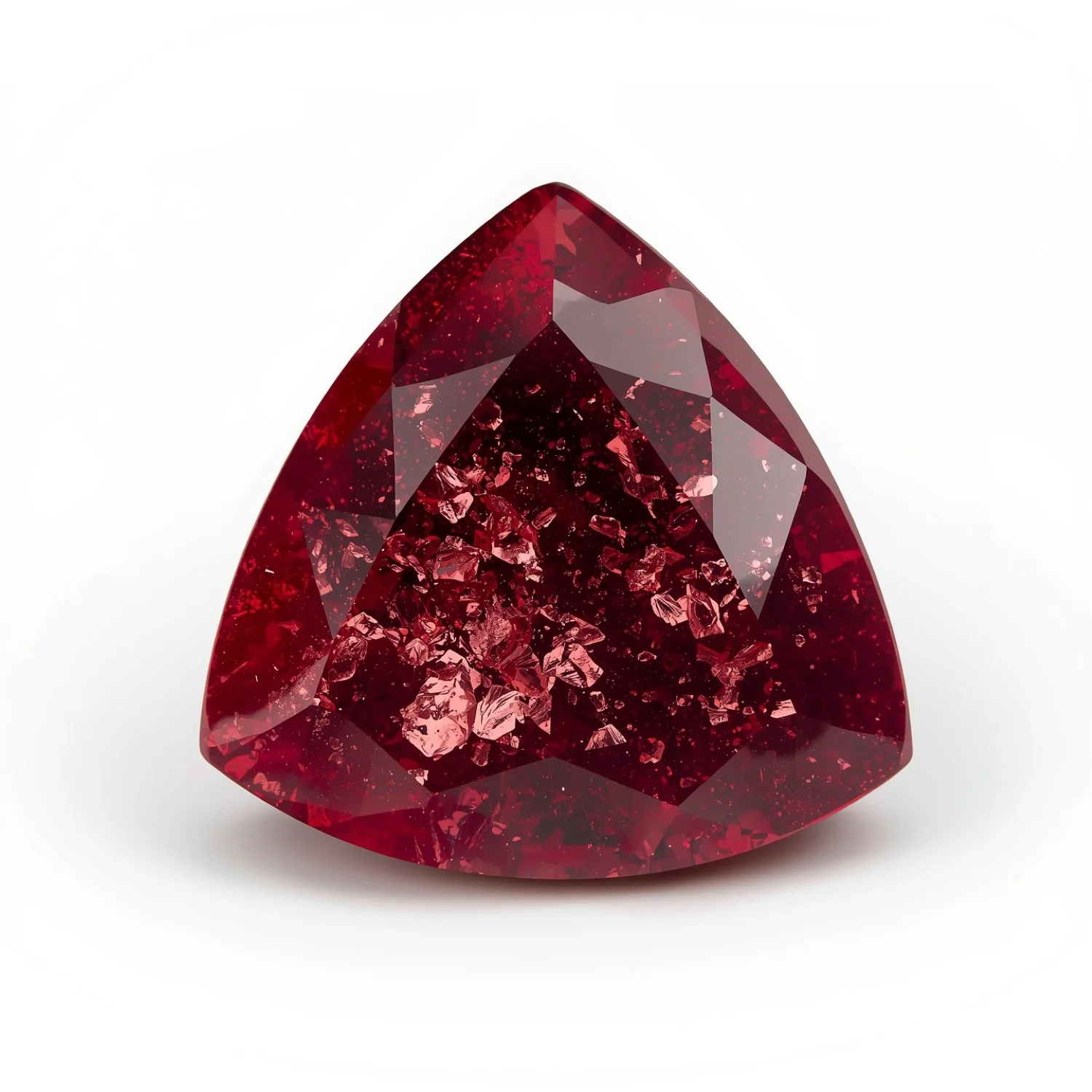 Red Jade 1PC Chunky 15x15 MM Triangle Faceted Red Superior Semi Precious Gems - Image 2
