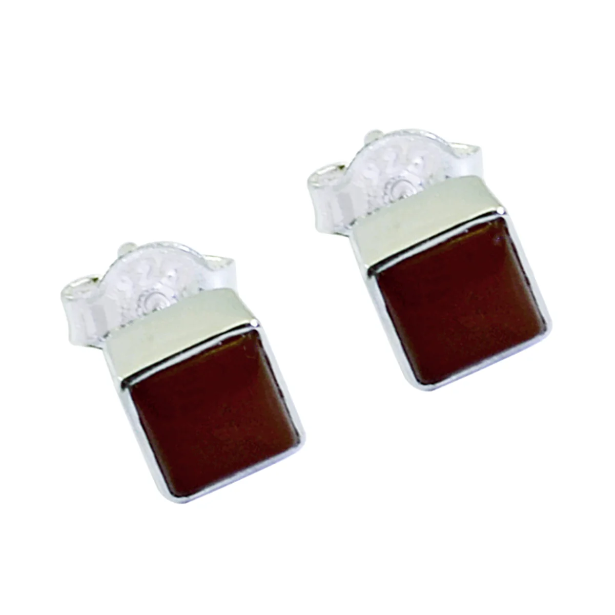 Red Onyx Australian Yuki Solitaire Stud Red Sterling Silver Earring - Image 2