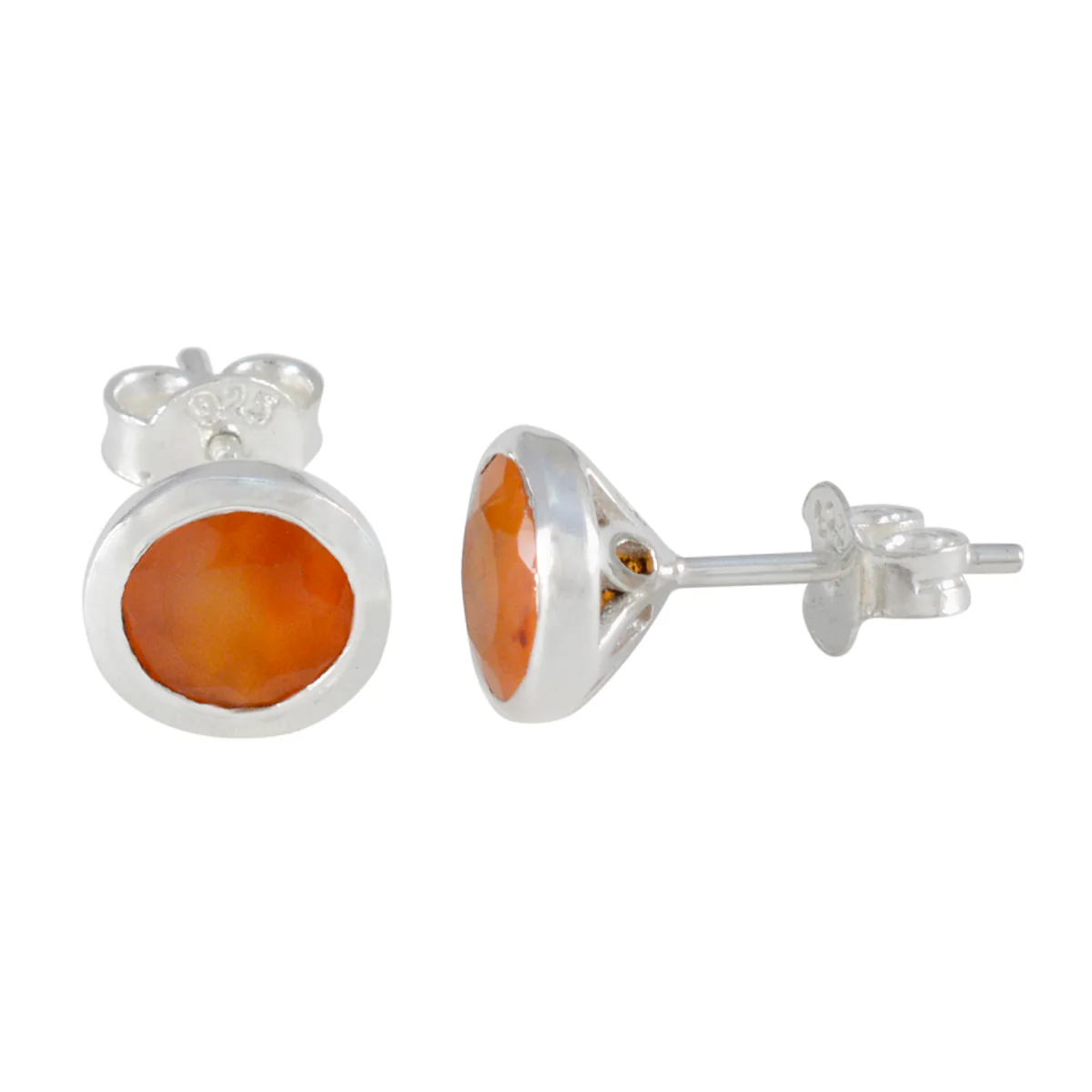 Red Onyx French Aiko Solitaire Stud Red Sterling Silver Earring - Image 2