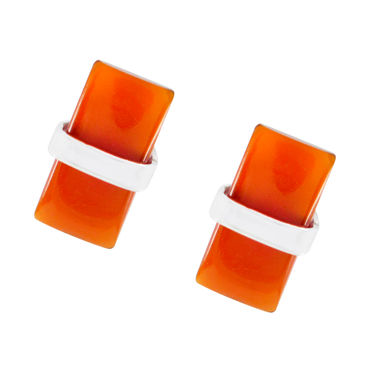 Red Onyx Latin American Ellie Solitaire Stud Red 92.5 Silver Earring - Image 2