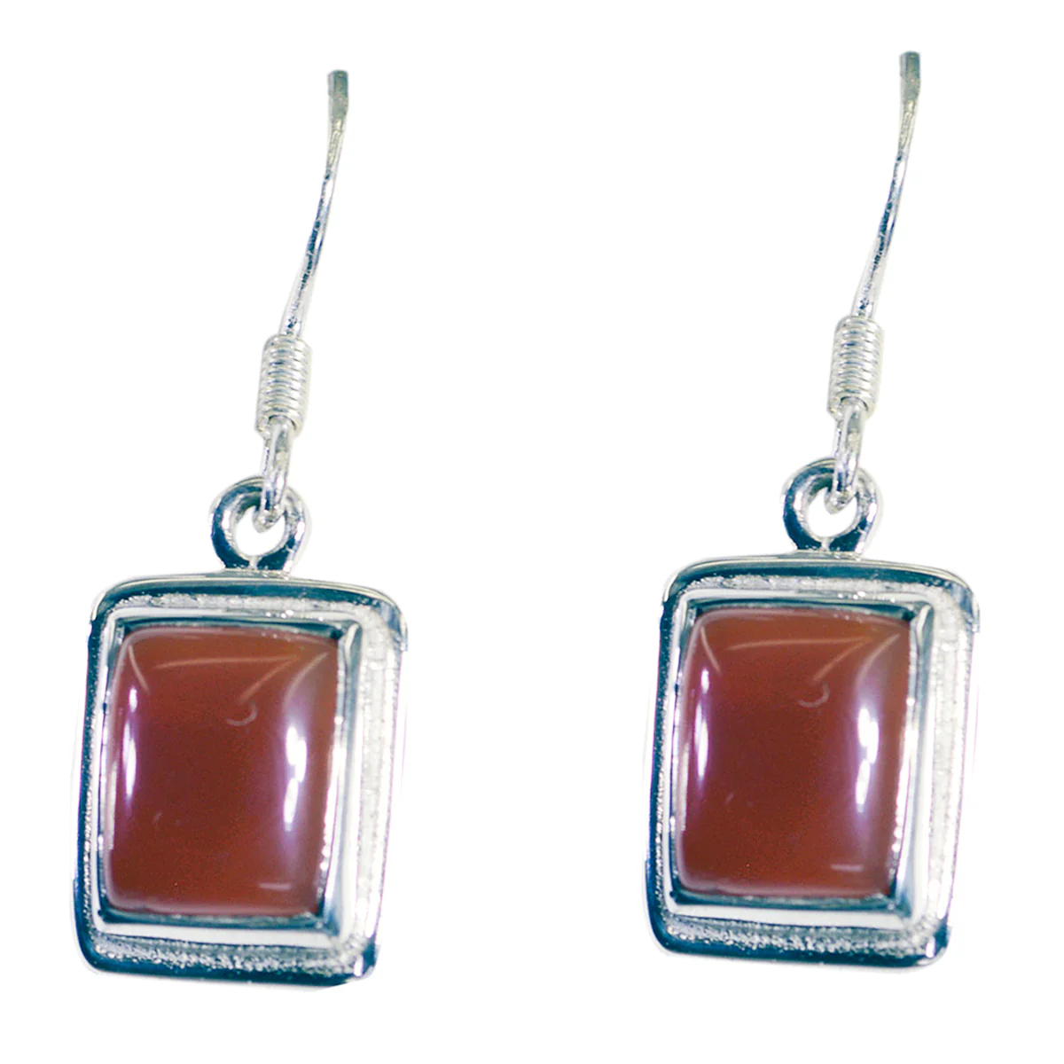 Red Onyx Middle Eastern Evelyn Solitaire Dangle Red Silver Earring - Image 3