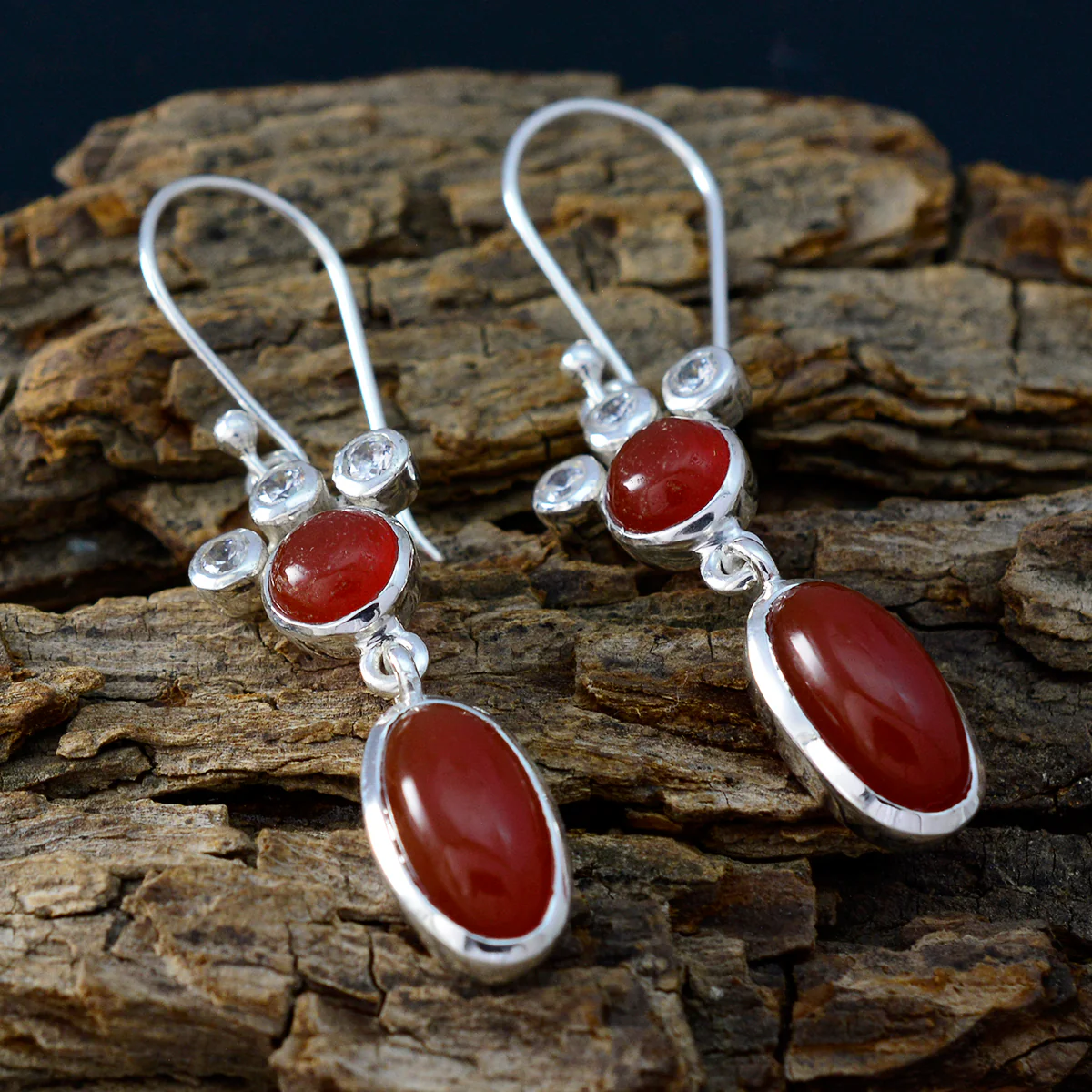 Red Onyx Moroccan Hua Toi et Moi Dangle Red 925 Sterling Silver Earring - Image 3