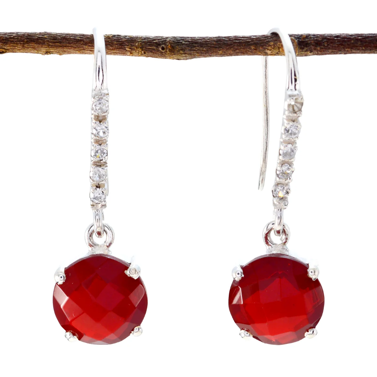 Red Onyx Russian Eva multiple Dangle Red Sterling Silver Earring