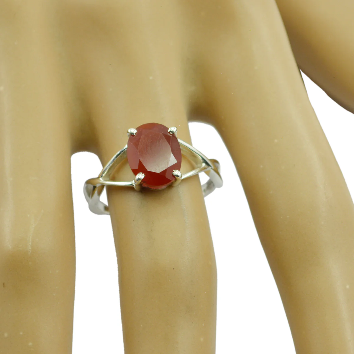 Red onyx Solitaire American 925 Silver Red Gemstones Delicate Graceful Ring Jewellery - Image 2