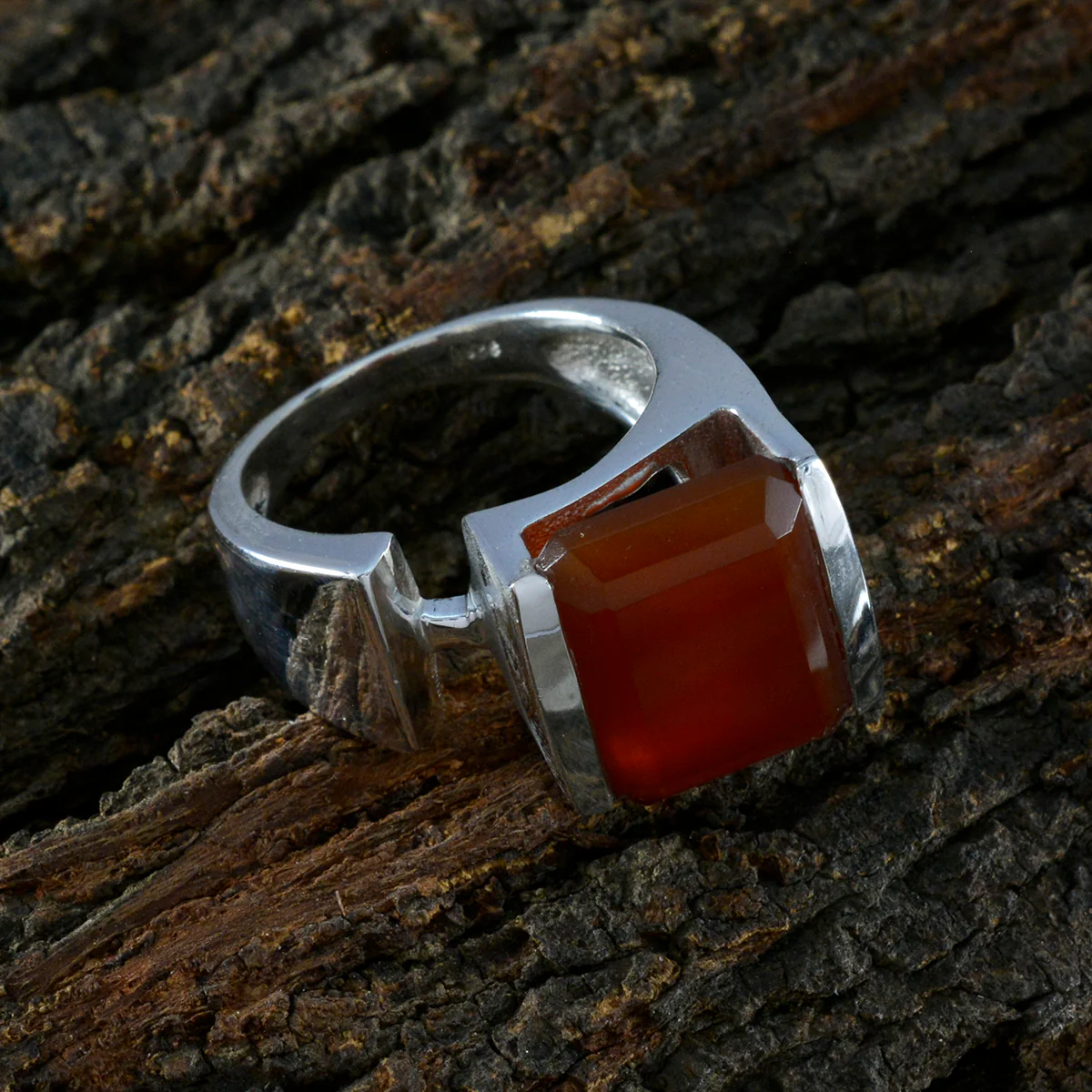Red Onyx Solitaire Italian Sterling Silver Red Gemstones Chunky antique Ring Jewellery - Image 3