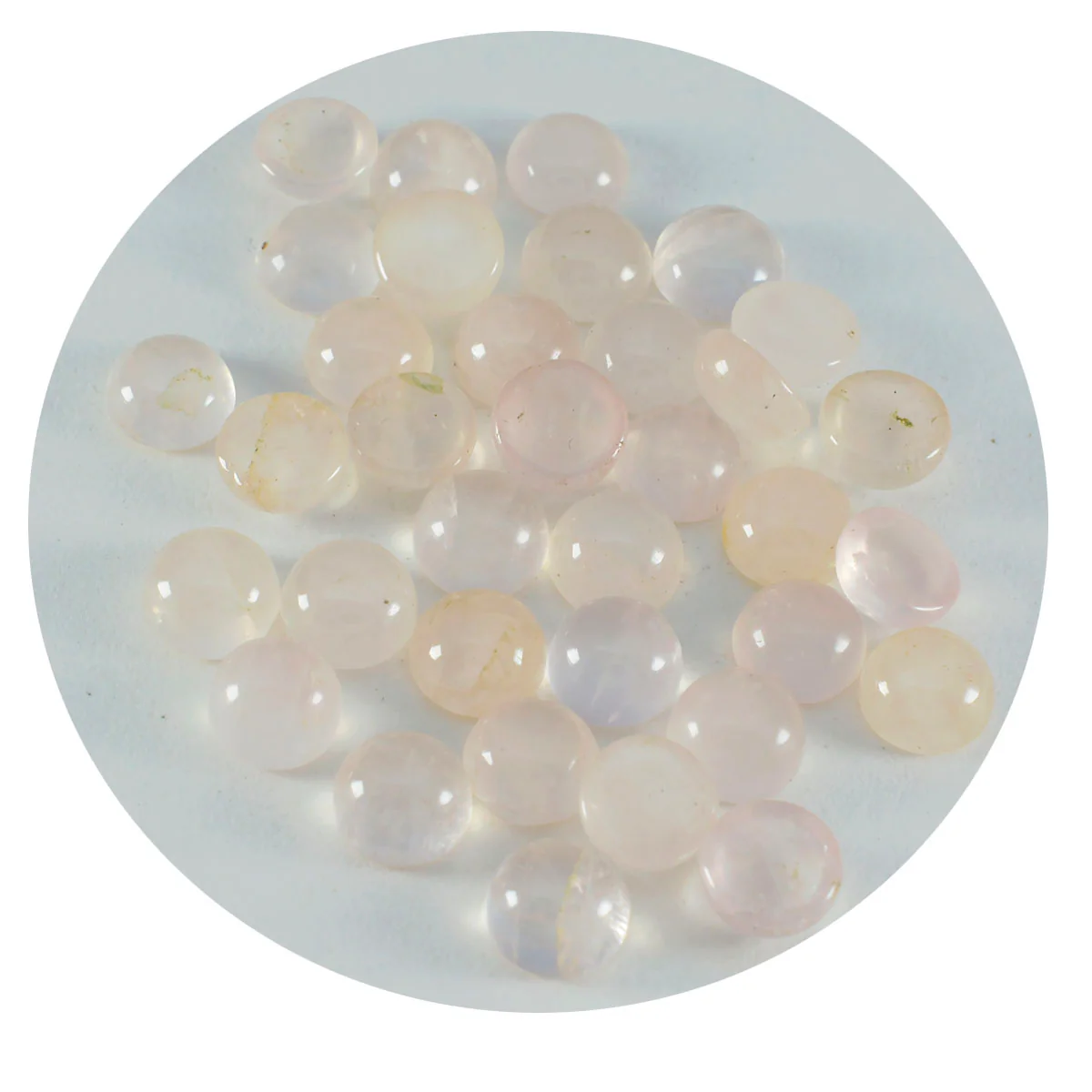 Rose Quartz 10PC Tiny 4x4 MM Round Cabochon Pink Sparkling semi Precious Gems - Image 2