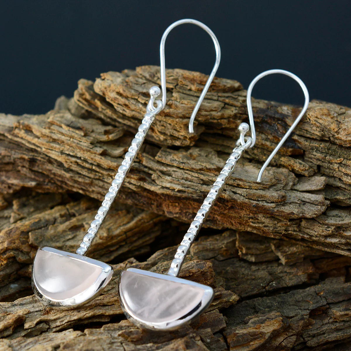 Rose Quartz Australian Lea Solitaire Dangle Pink 925 Sterling Silver Earring - Image 3