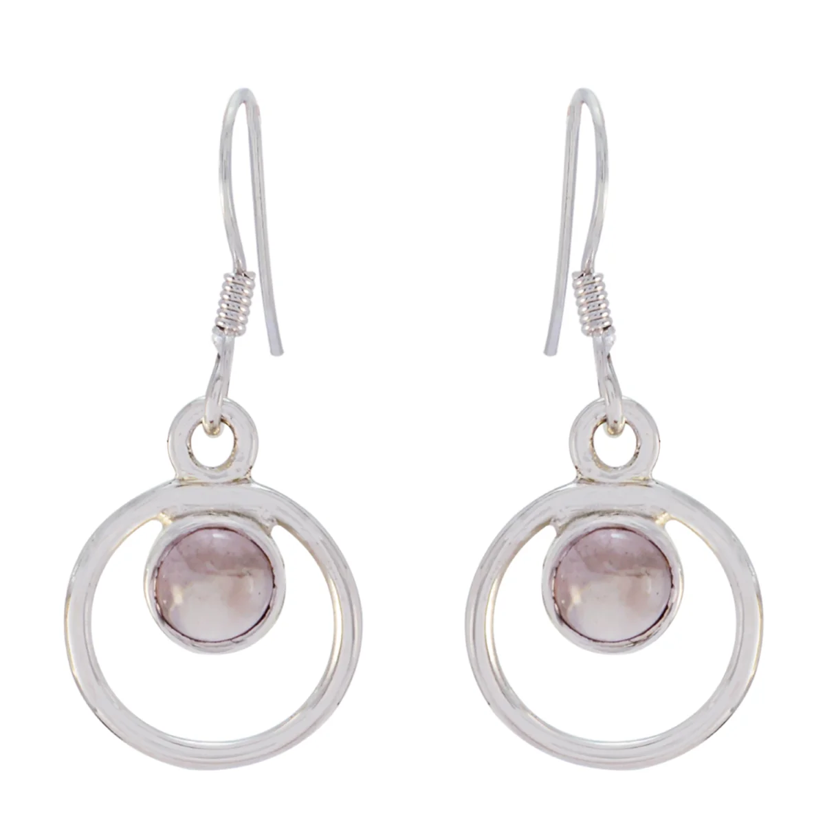 Rose Quartz French Inès multiple Dangle Pink 925 Sterling Silver Earring