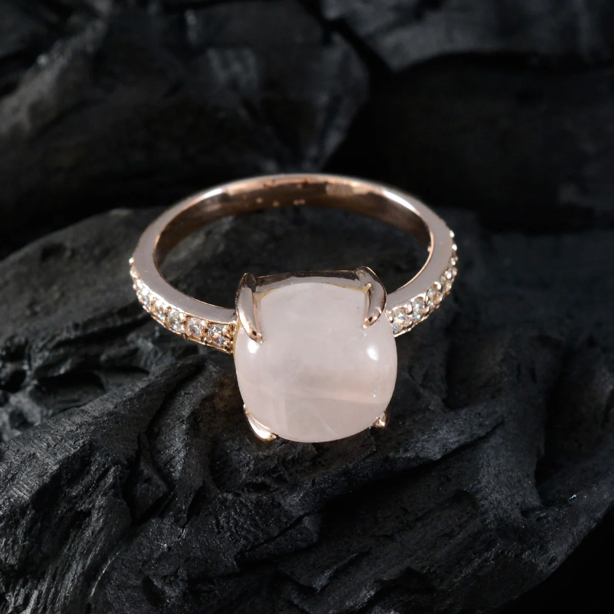 Rose Quartz Halo Latin American 92.5 Silver Pink Gems Whisper-thin Love Ring Jewellery - Image 4