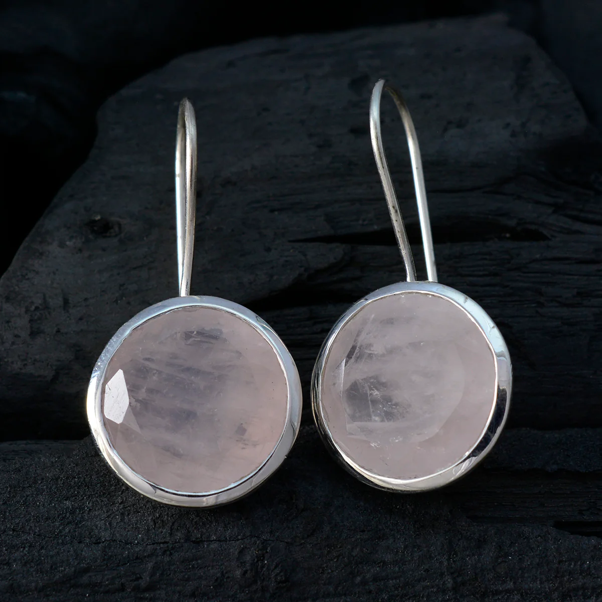 Rose Quartz Latin American Penelope Solitaire Dangle Pink Silver Earring - Image 2